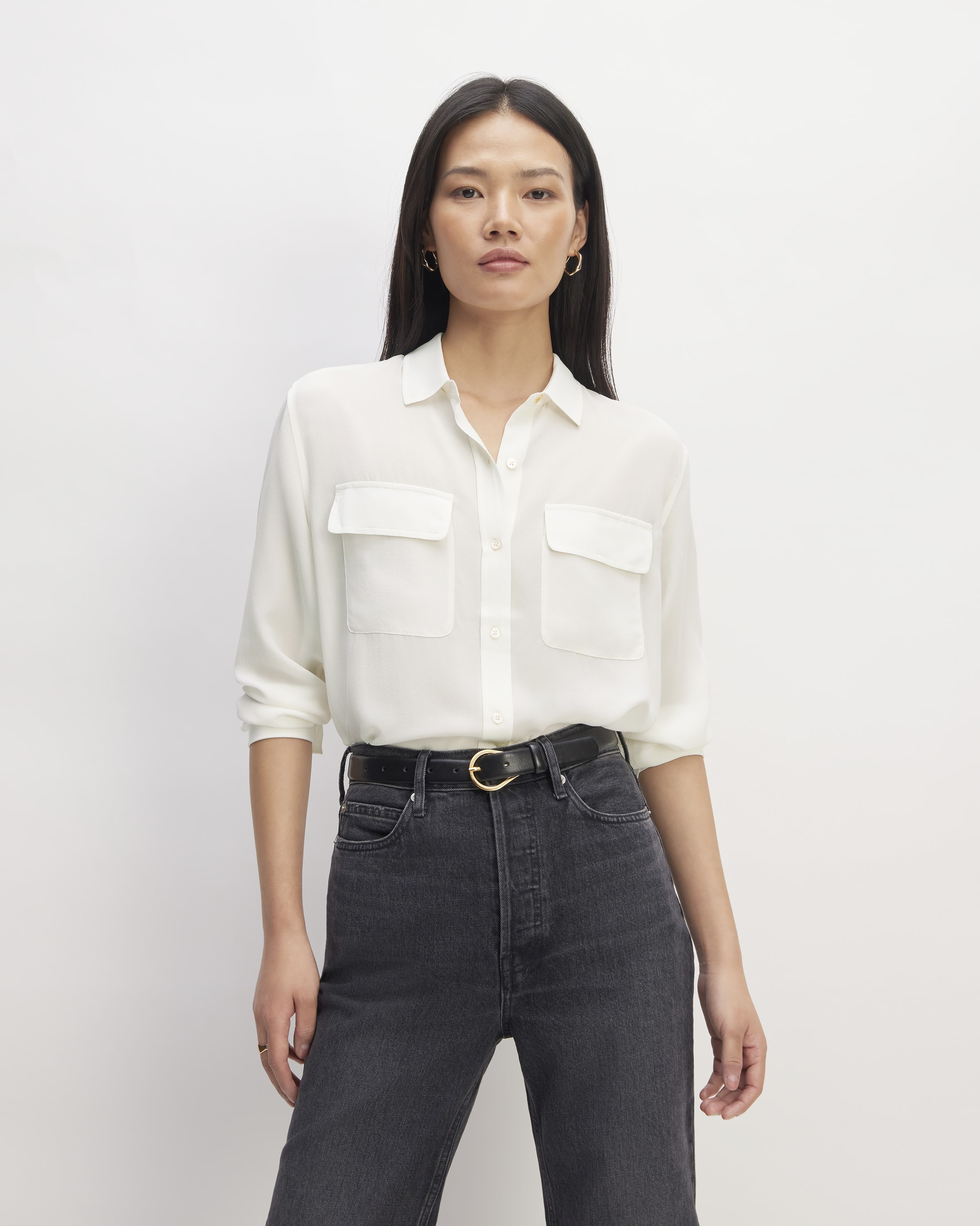 The Washable Clean Silk Relaxed Shirt Off-White – Everlane