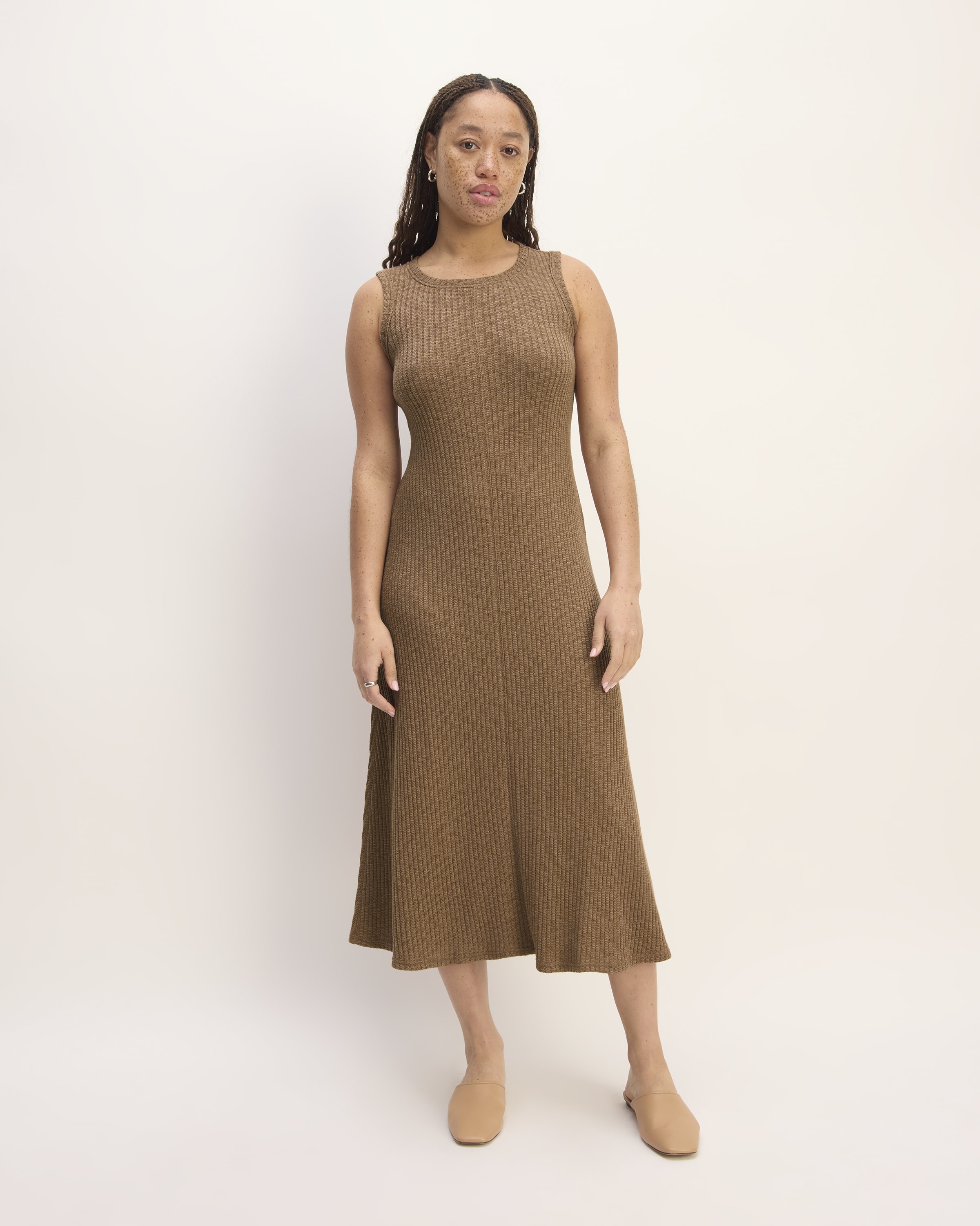 The Rib-Knit A-Line Tank Dress Carob Brown – Everlane