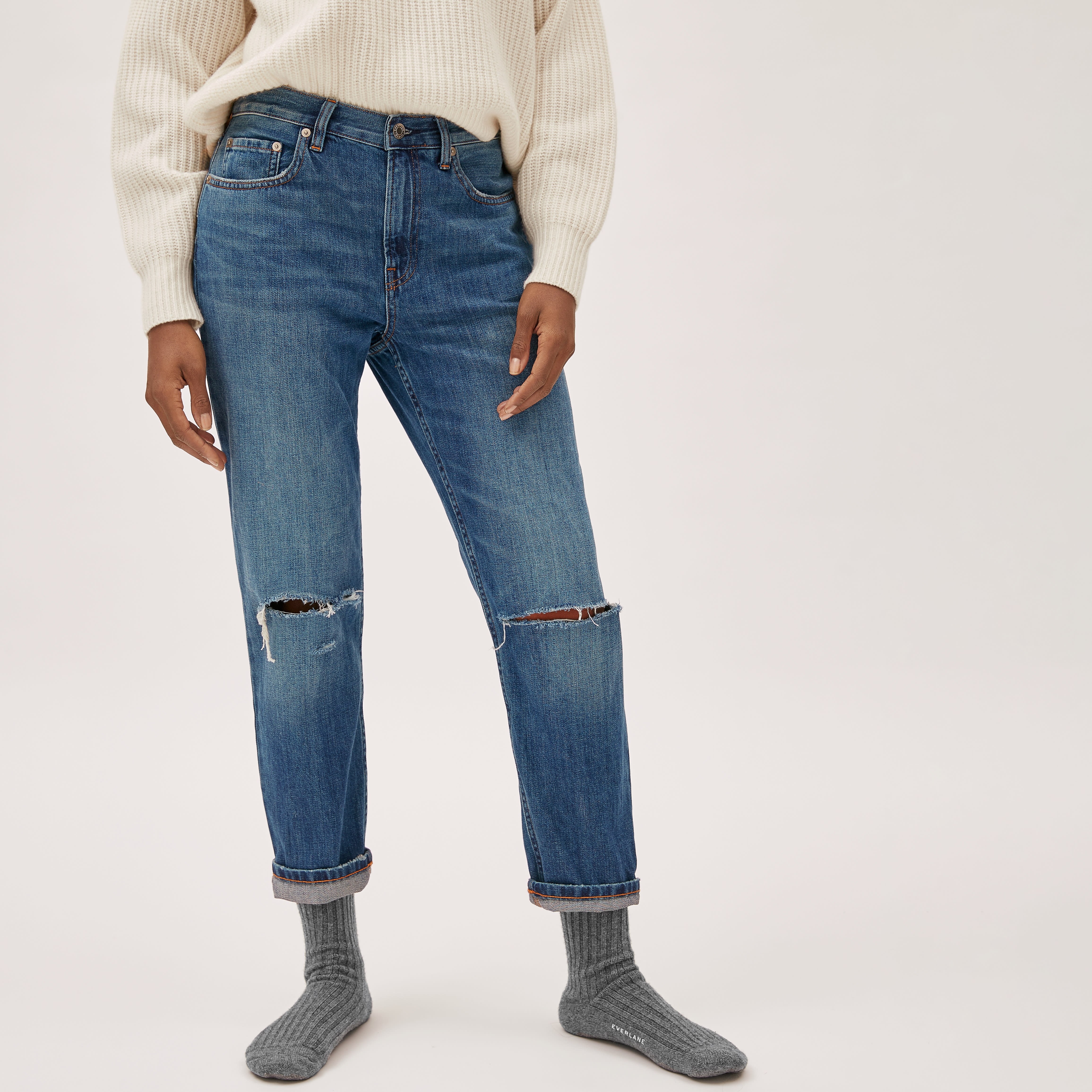 The Super-Soft Relaxed Jean Distressed Indigo – Everlane