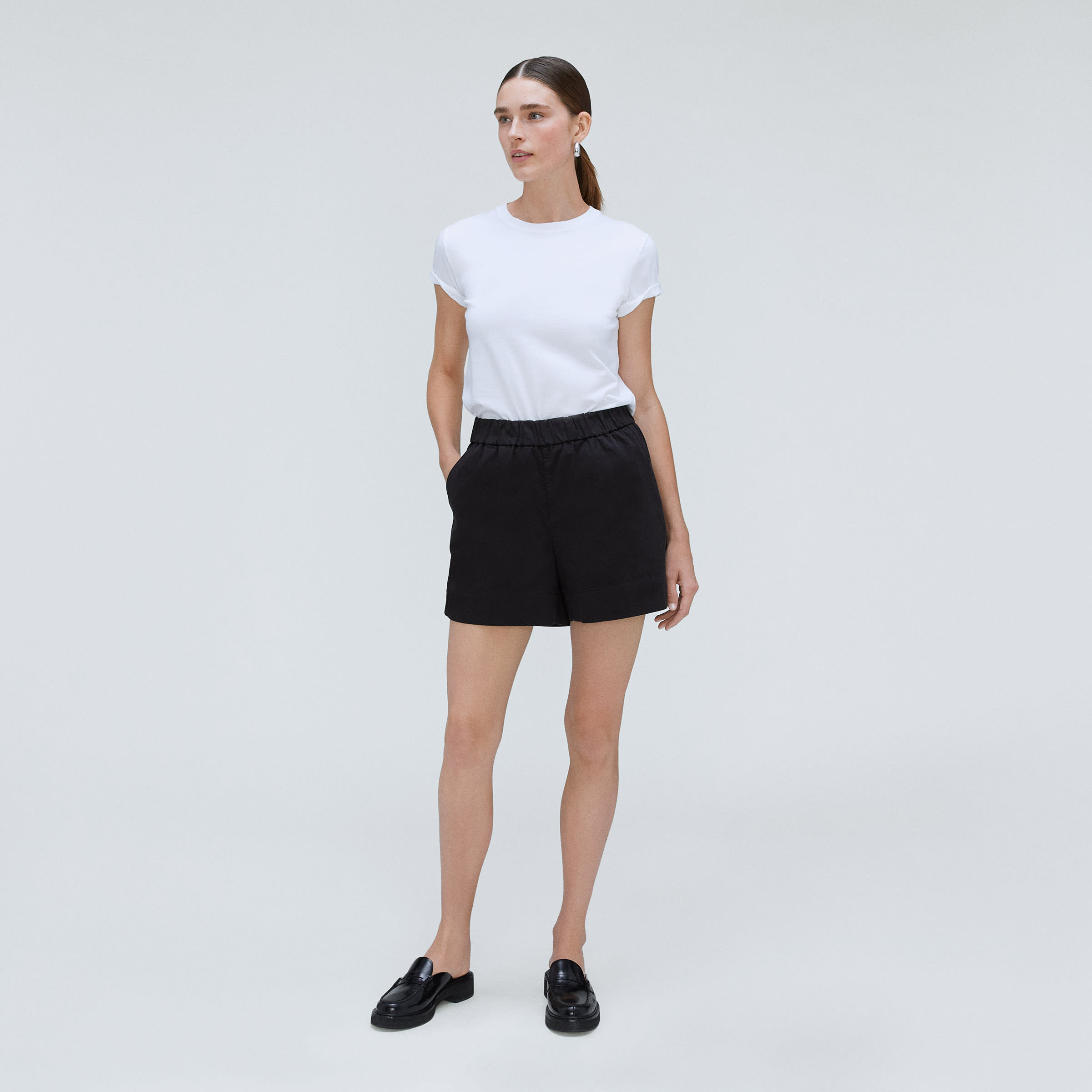 ◆YESEYESEE◆ Flannel Easy Shorts Black YS241WSOOS01BLK yeseyesee Flannel Easy Shorts - Black | International Store