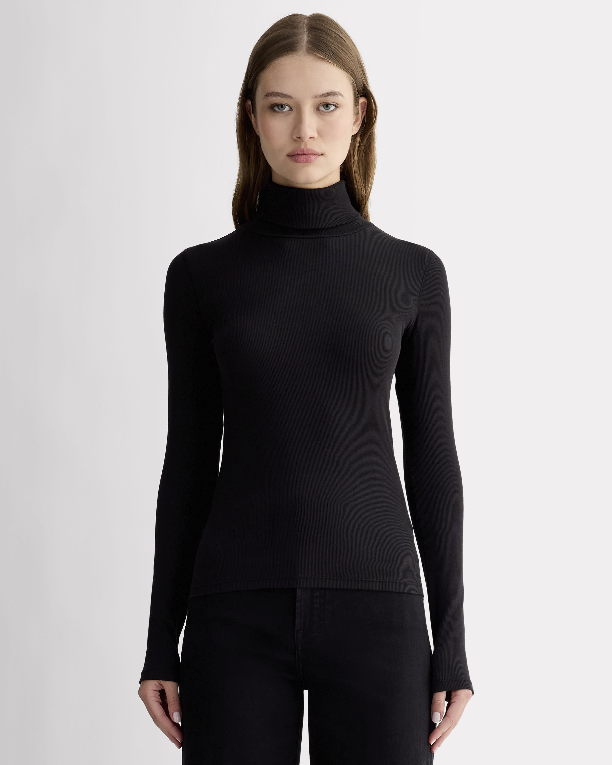 The Luxe Rib Turtleneck Black – Everlane