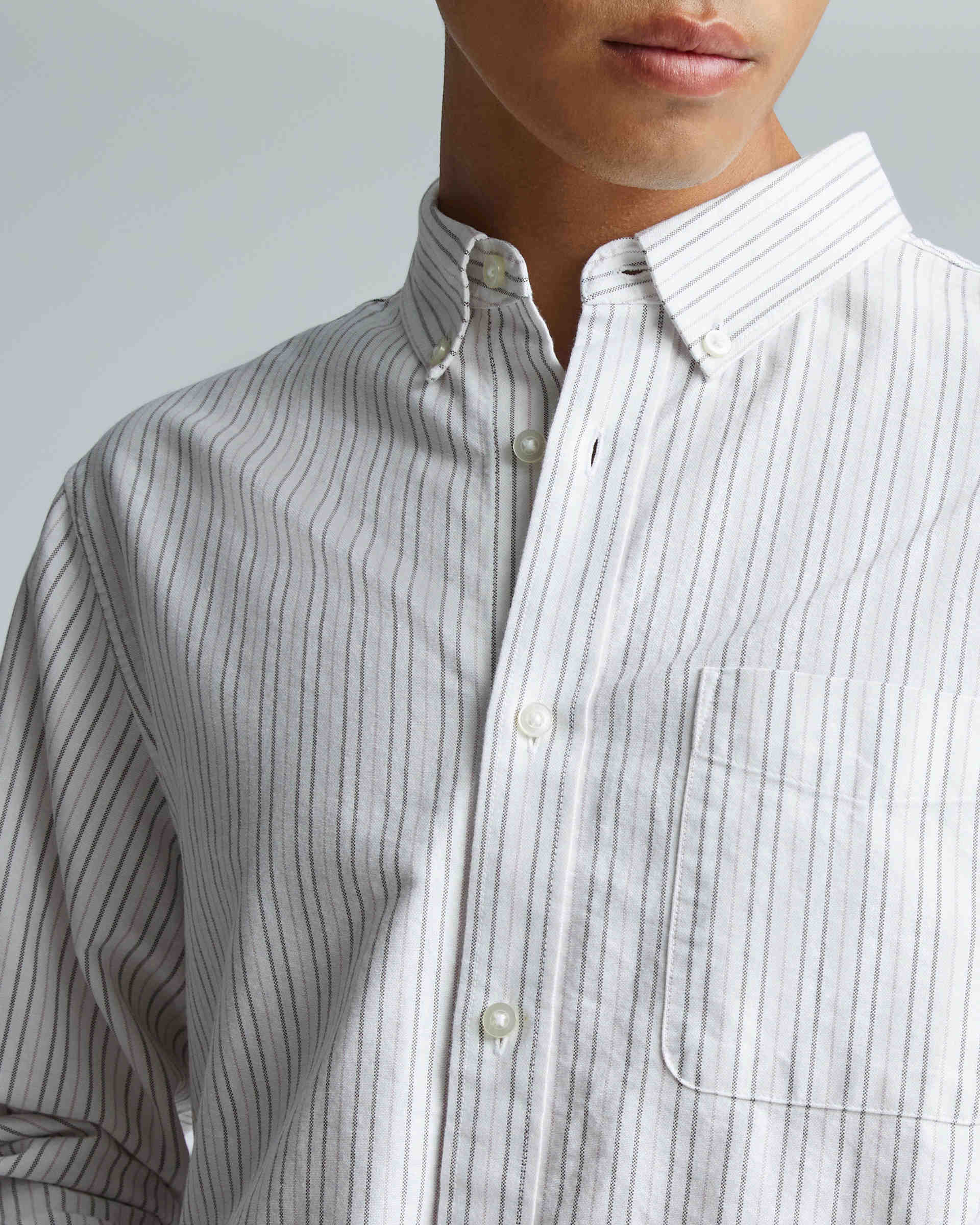 The Organic Oxford Shirt Canvas / Mauve / Chocolate Everlane