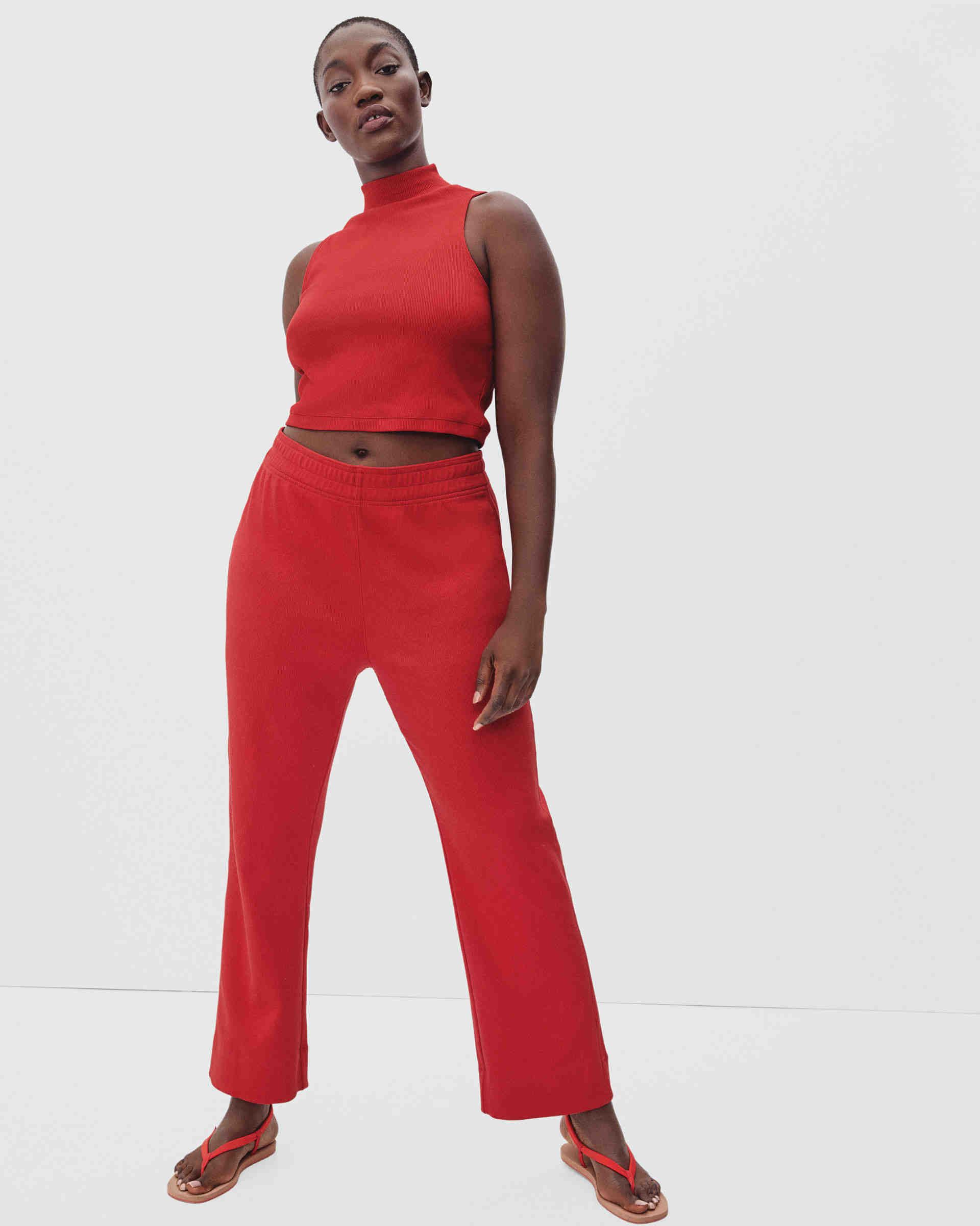 The Ribbed Flare Pant Ruby – Everlane