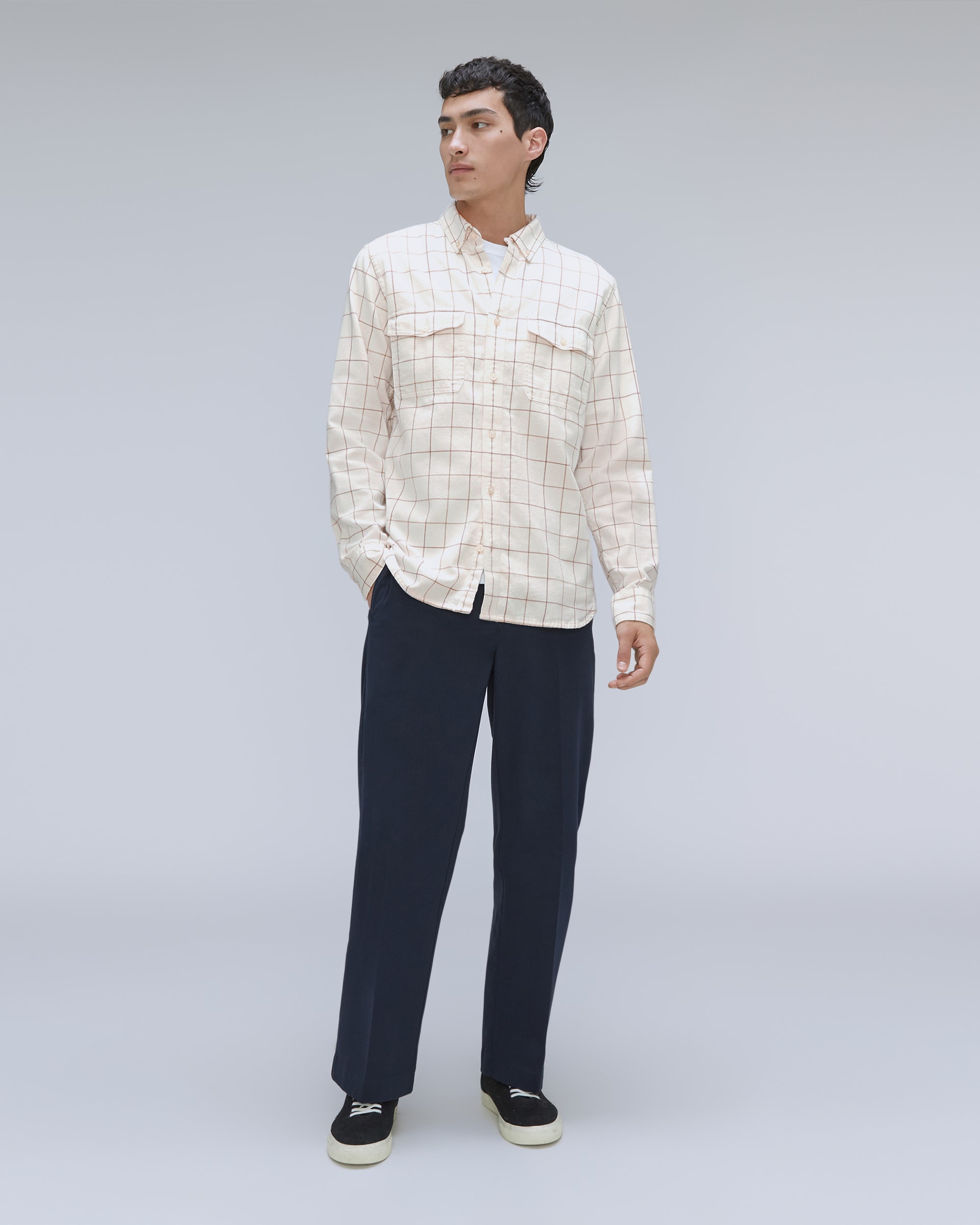 The Brushed Flannel Shirt Canvas Tan Plaid â Everlane