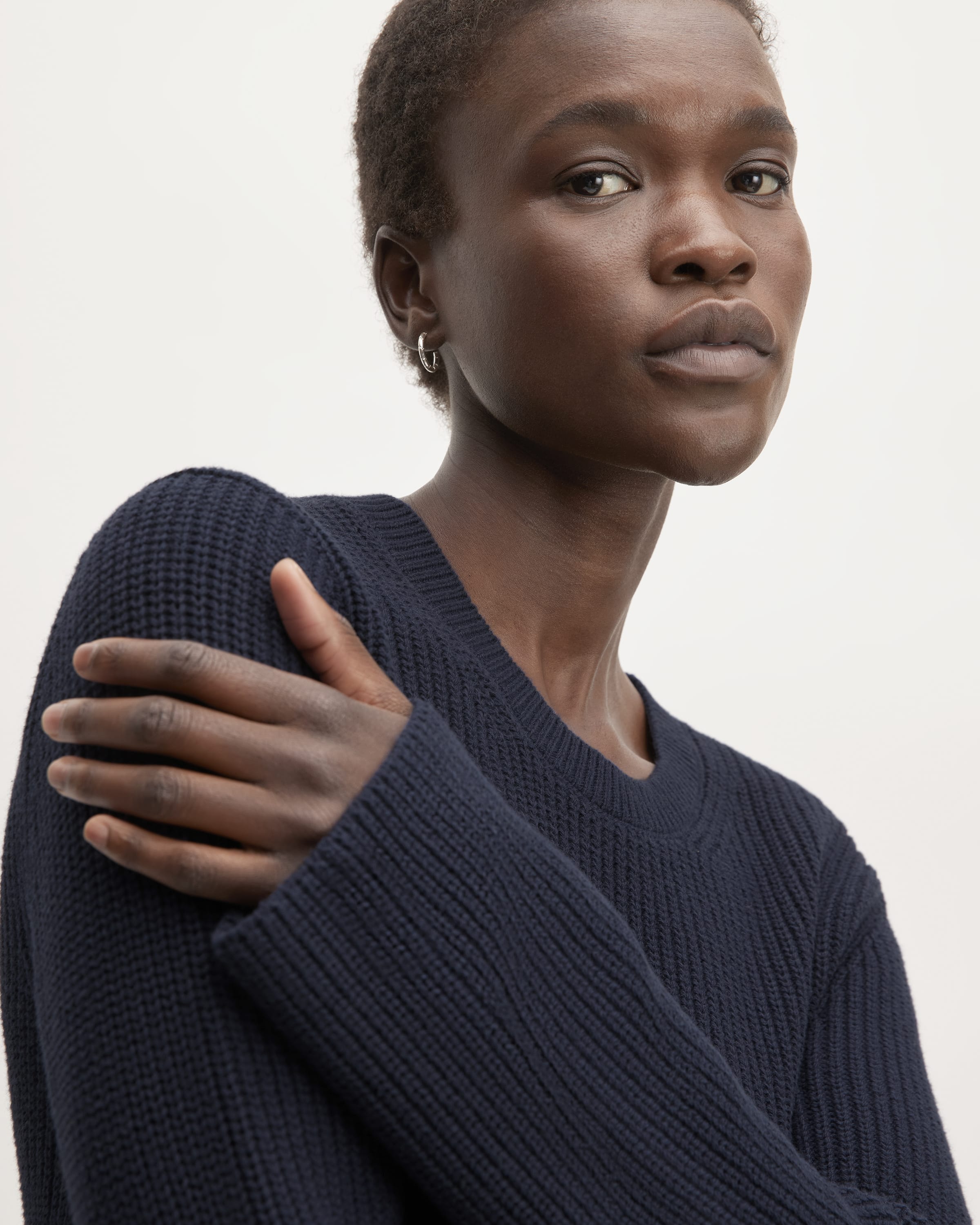 The Organic Cotton Slim Crew Sweater Navy Everlane