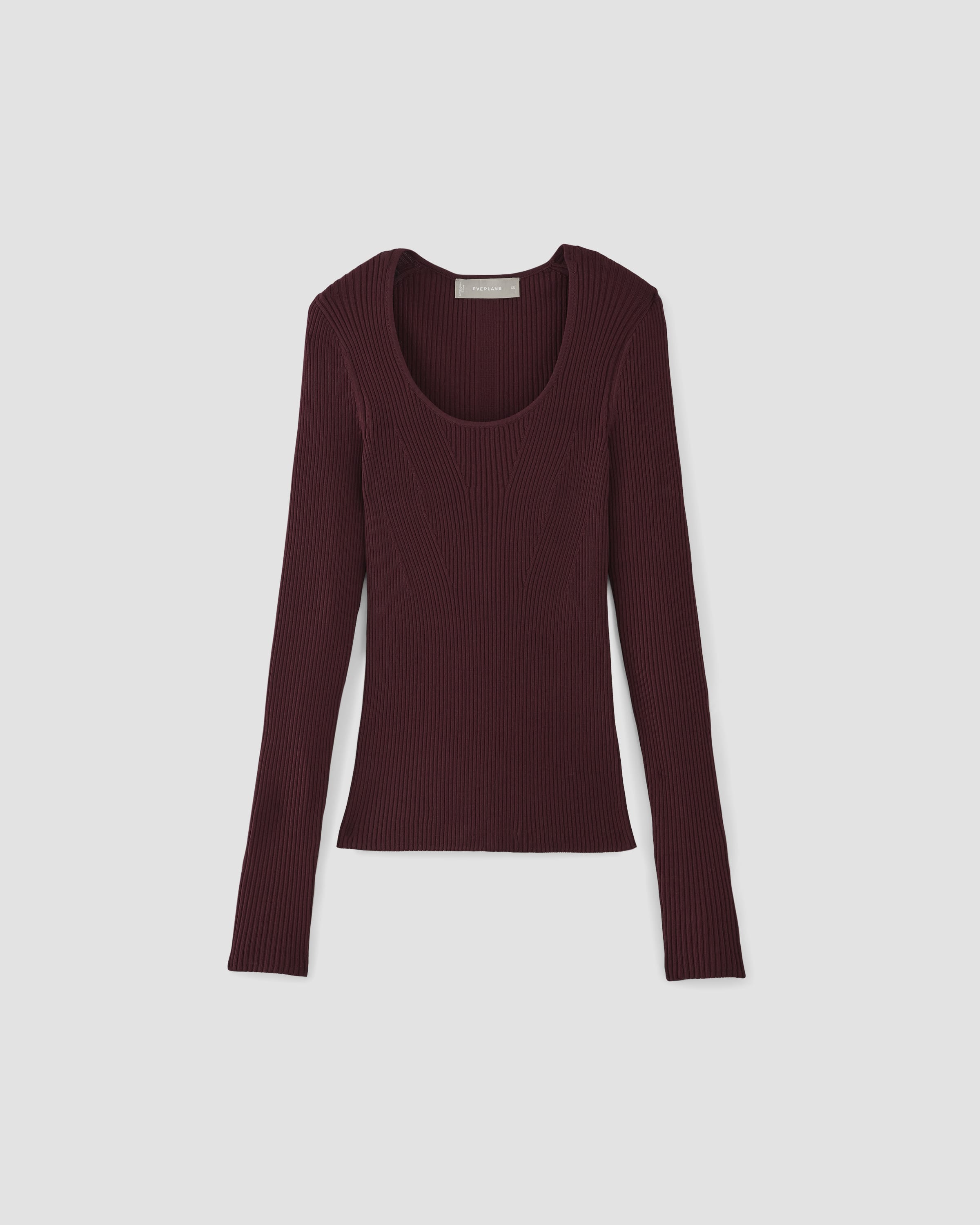 The Ribbed ScoopNeck Sweater Burgundy Everlane