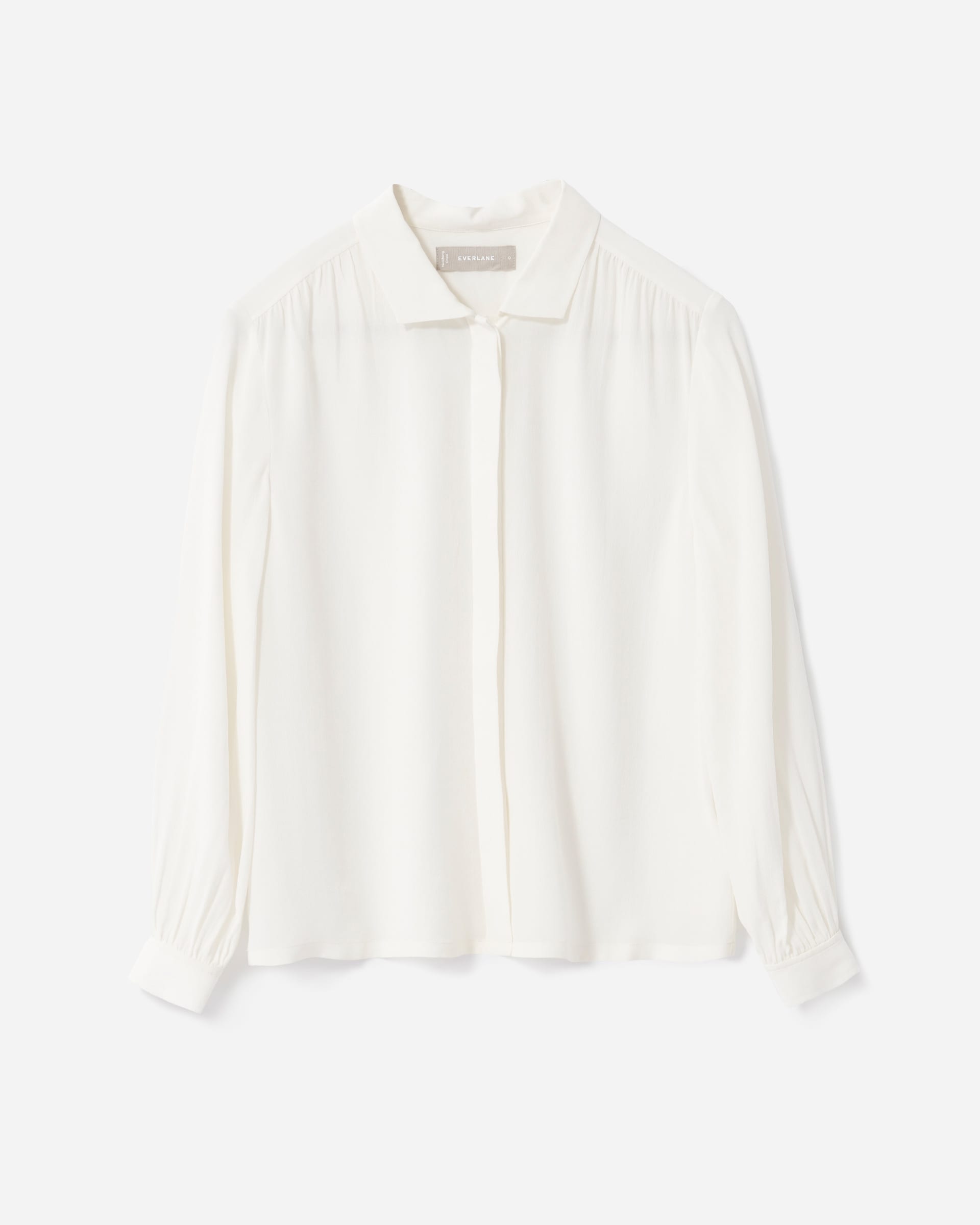 The Shirred Silk Shirt Off-White – Everlane