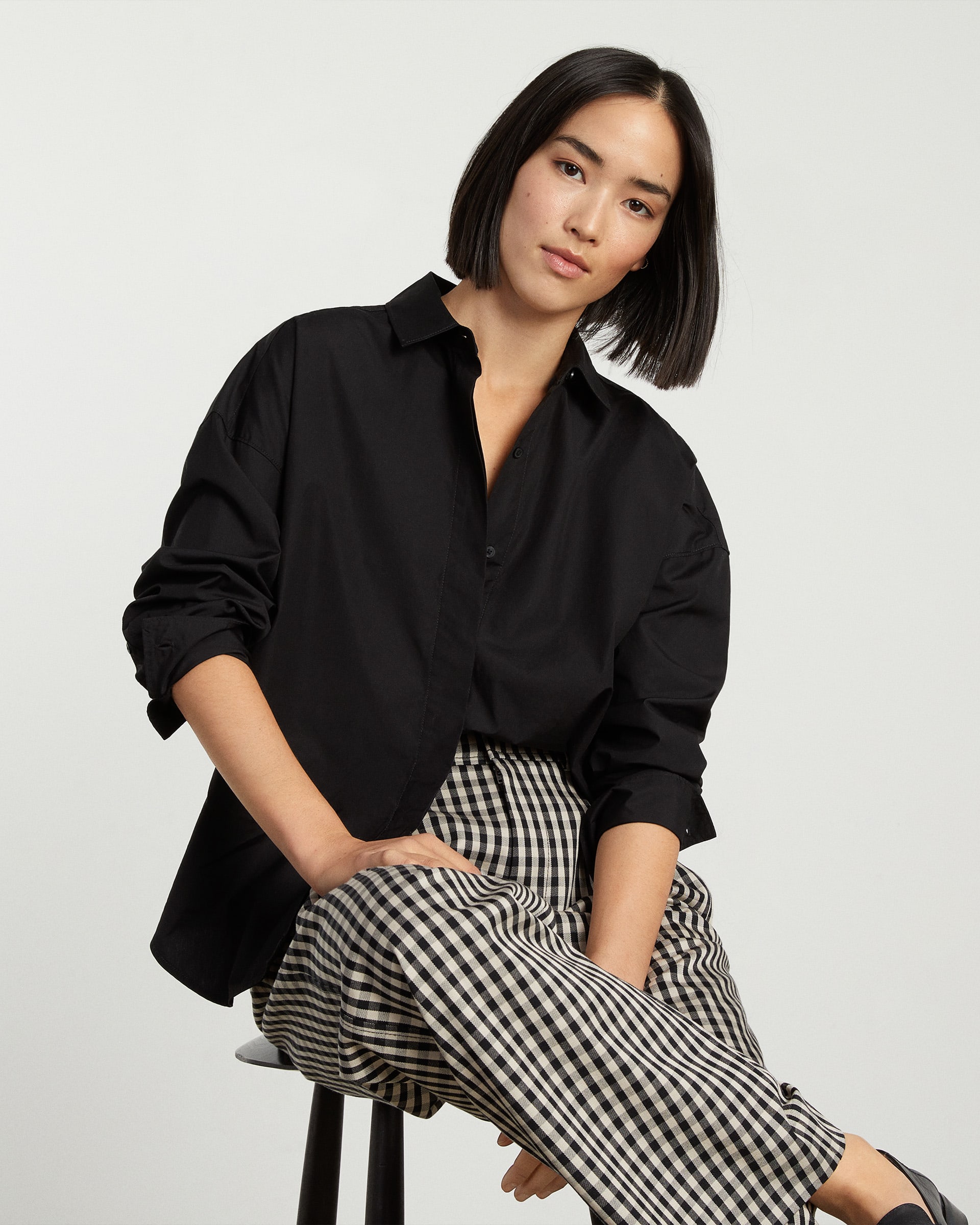 Black Oversize Poplin Shirt 18179