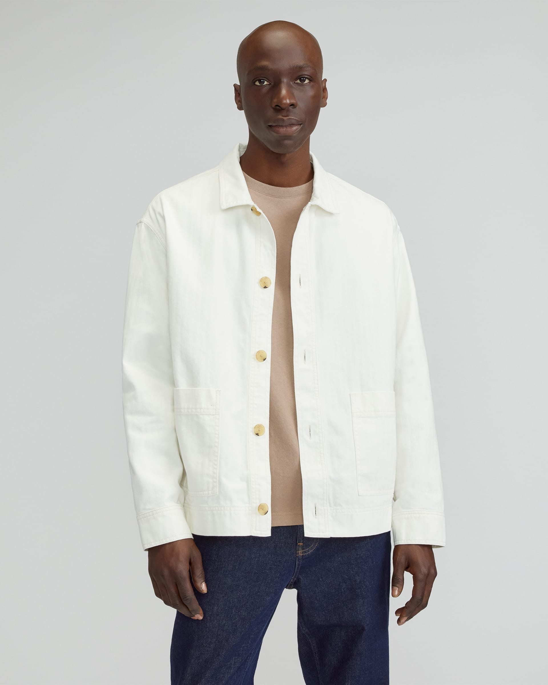 The Organic Cotton Herringbone Utility Jacket Bone Everlane