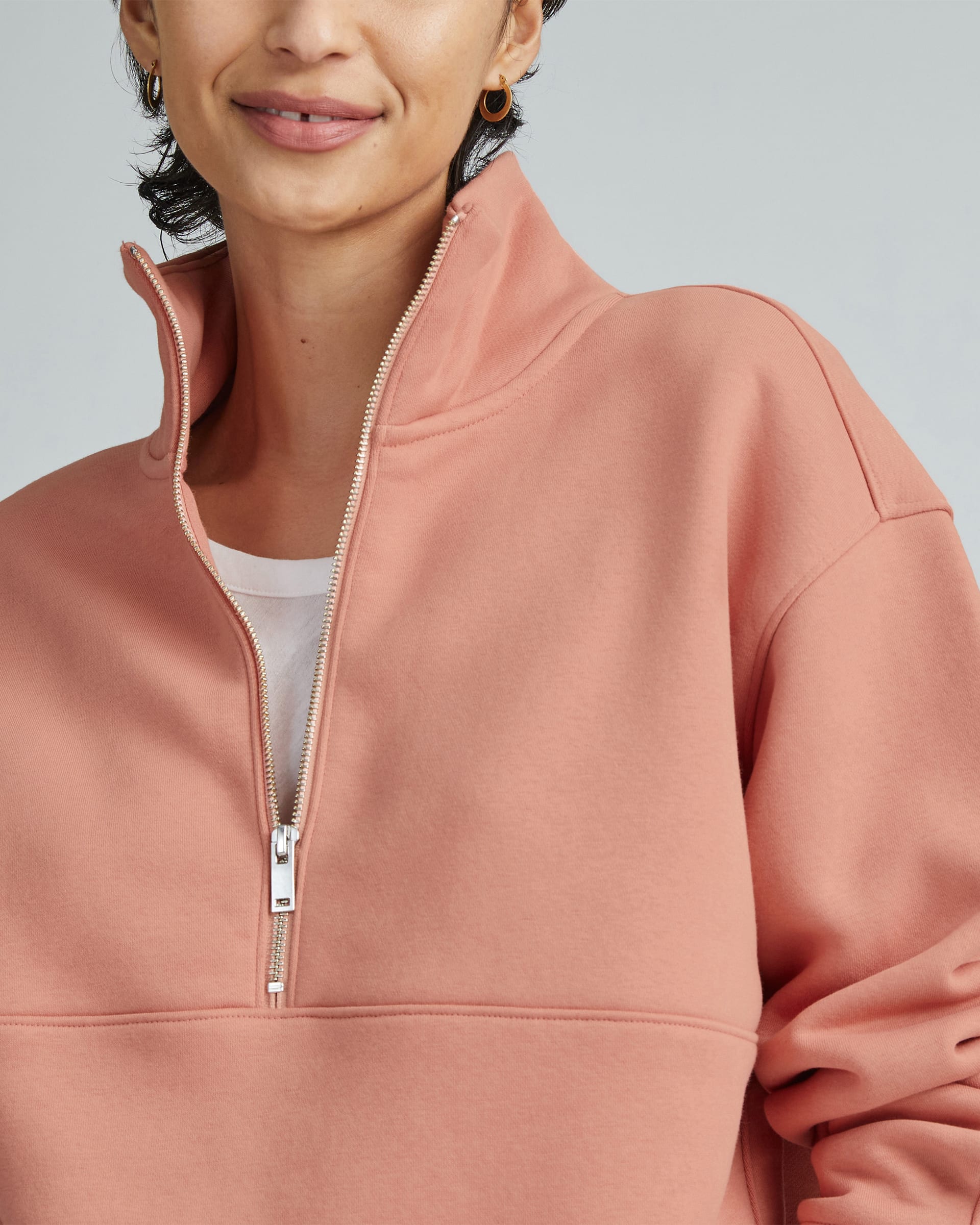 The ReTrack HalfZip Sweatshirt Light Rose Everlane