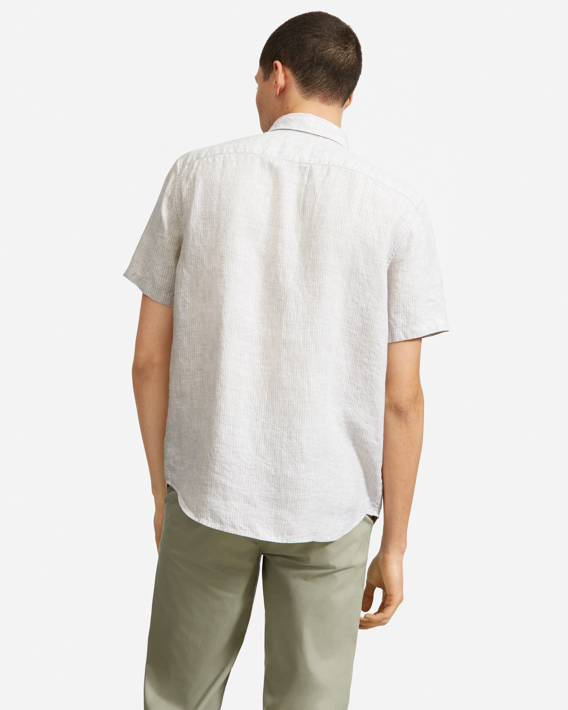 The Linen Short-Sleeve Standard Fit Shirt Stone / White Stripe – Everlane