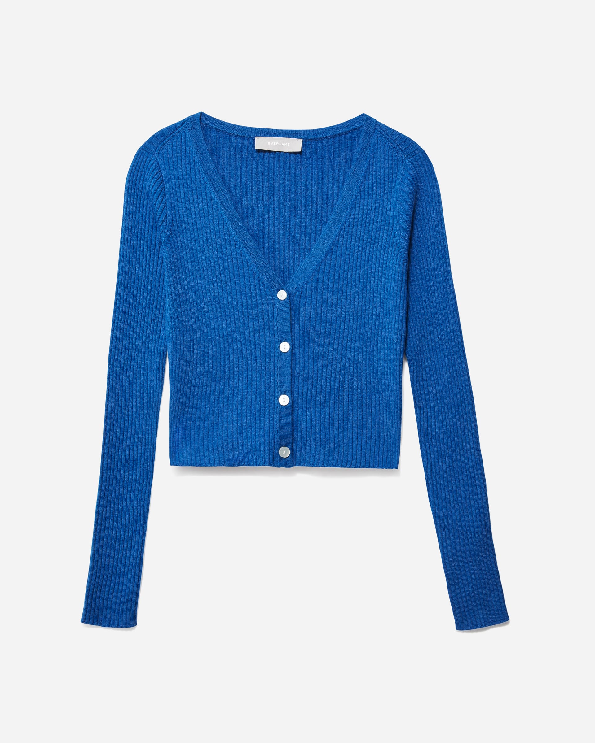 The CottonMerino Cropped Cardigan Deep Cerulean Everlane