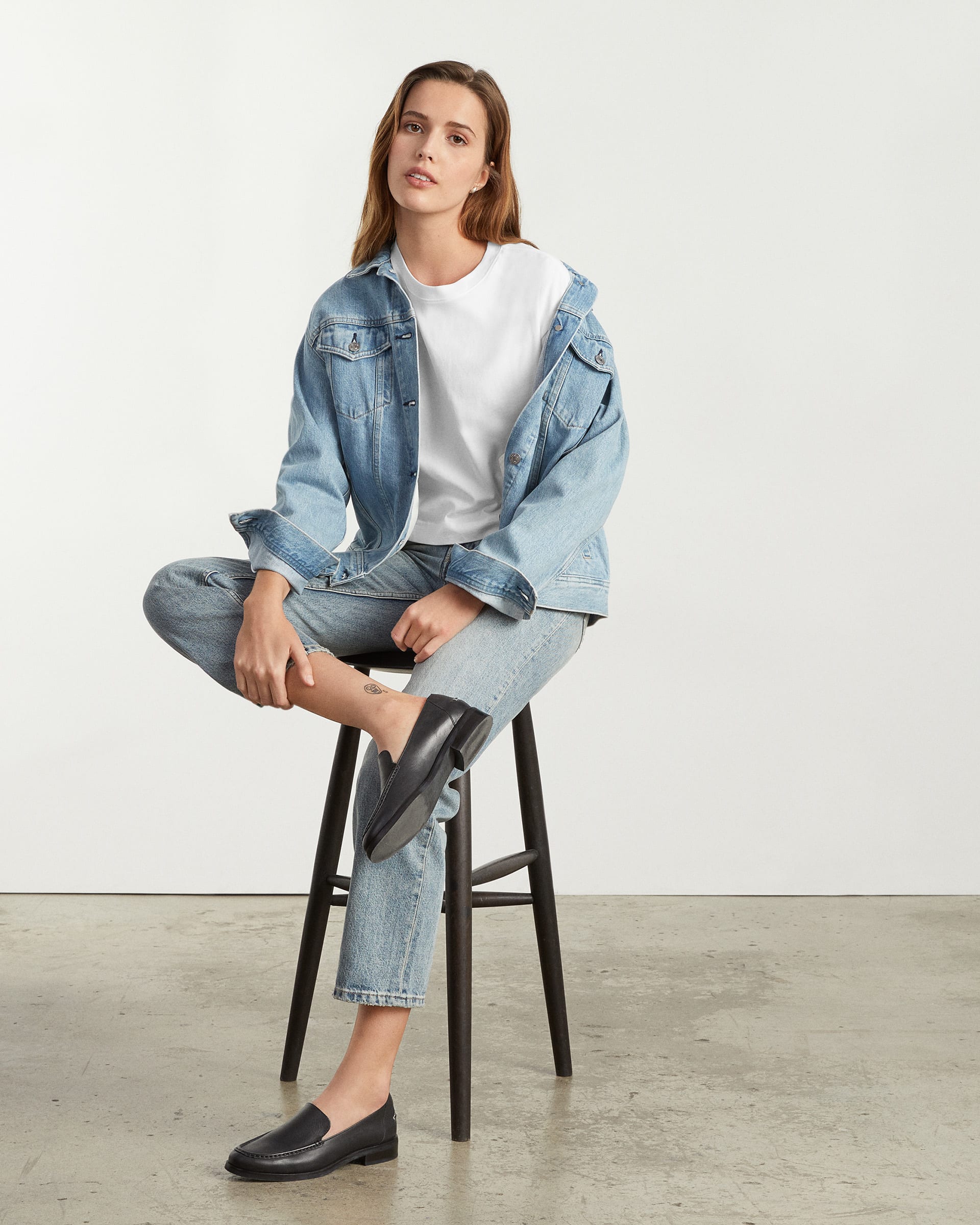The Organic Cotton Cropped Long-Sleeve Crew White – Everlane
