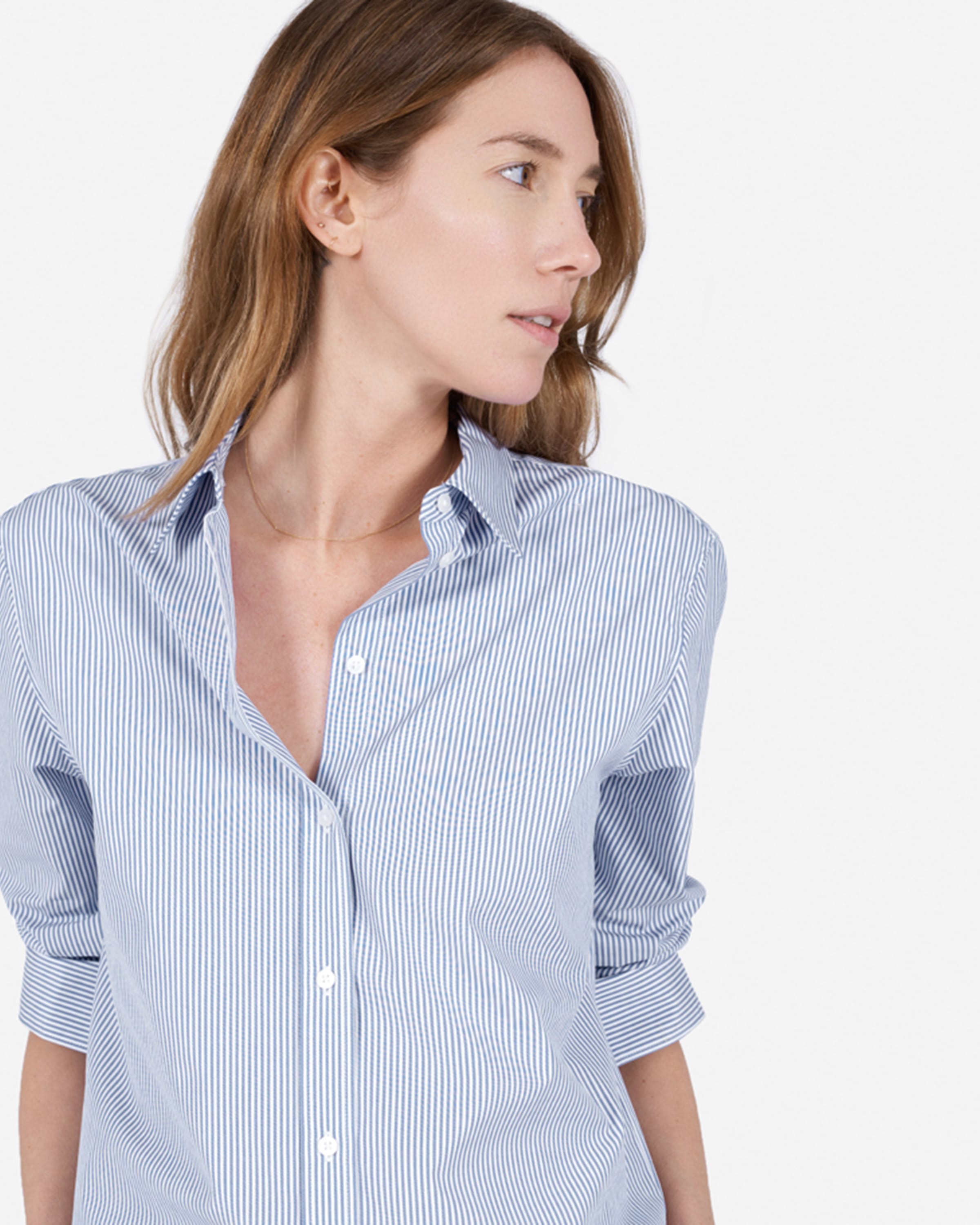 The Relaxed Poplin Shirt Blue Stripe – Everlane