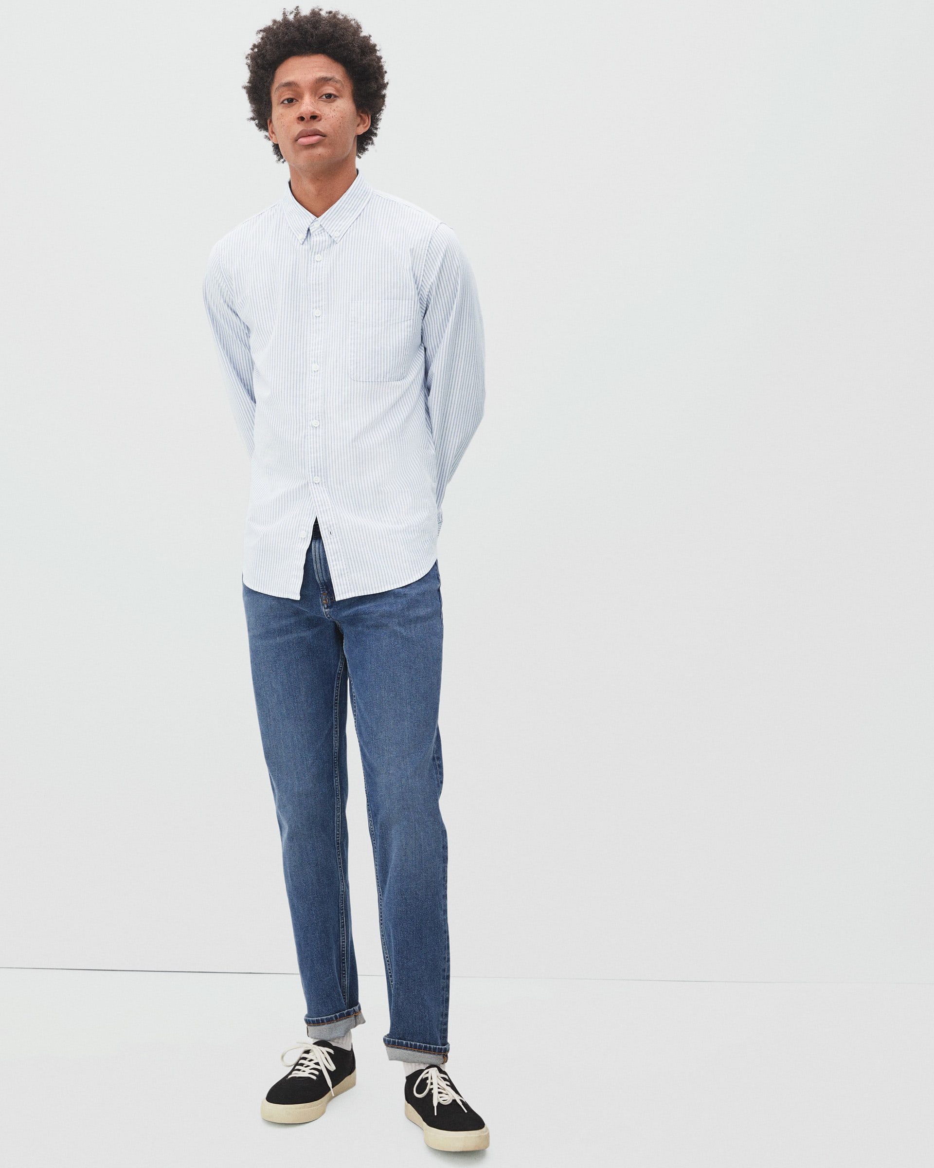 The Standard Fit Japanese Oxford Shirt | Uniform White / Blue – Everlane
