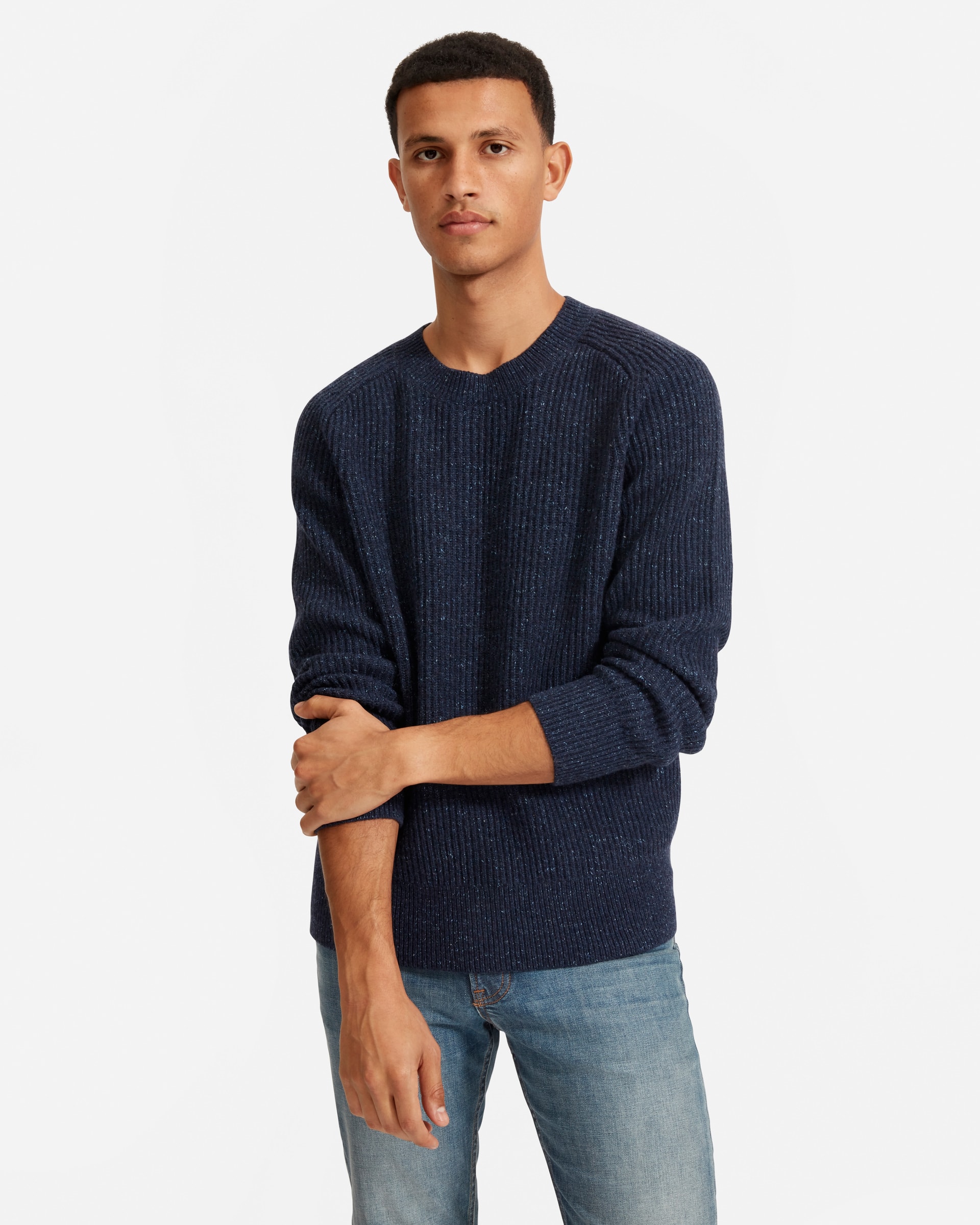 The Tri-Twist Sweater Navy Melange – Everlane