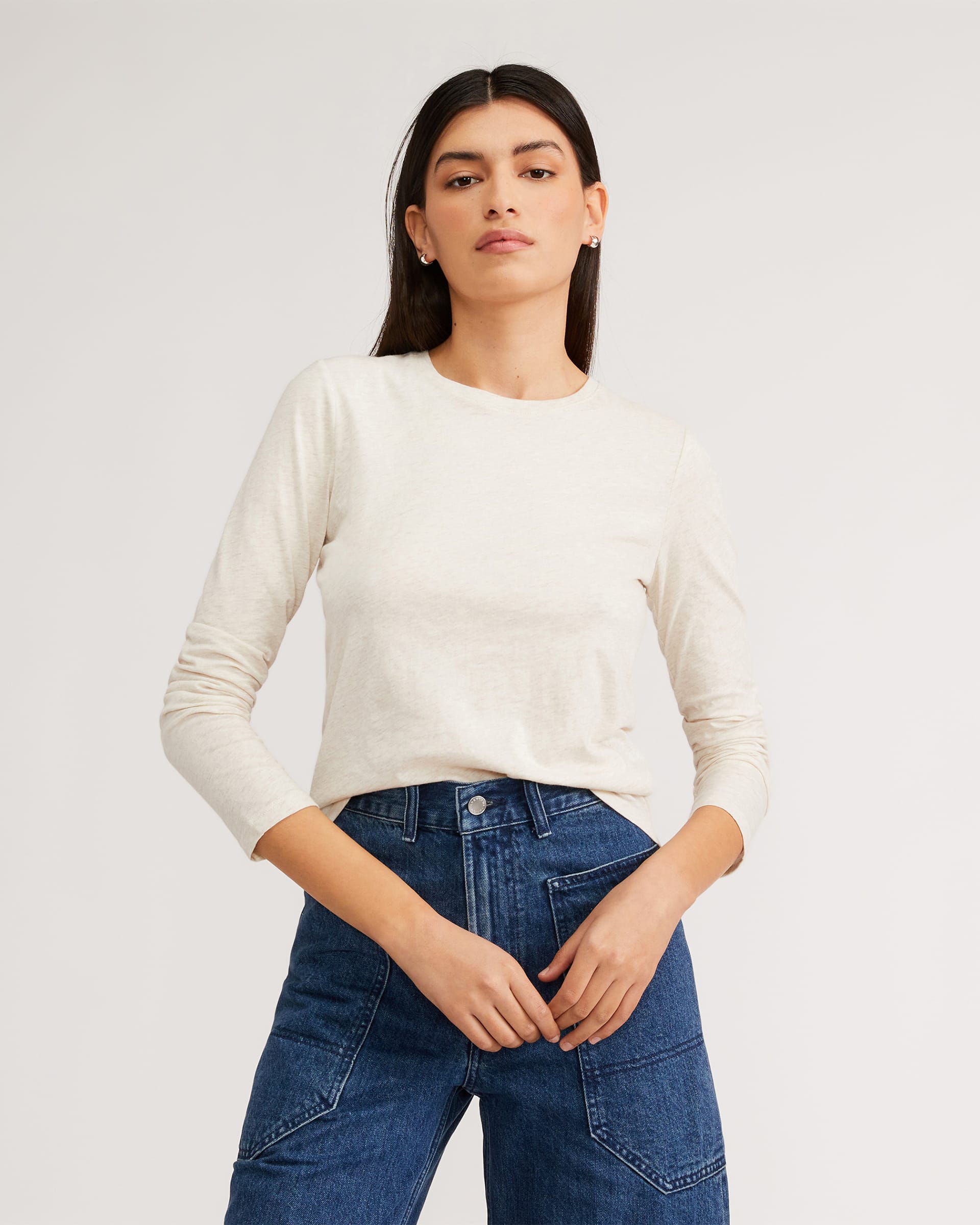 Womens Oatmeal Slouch Pullover Crew