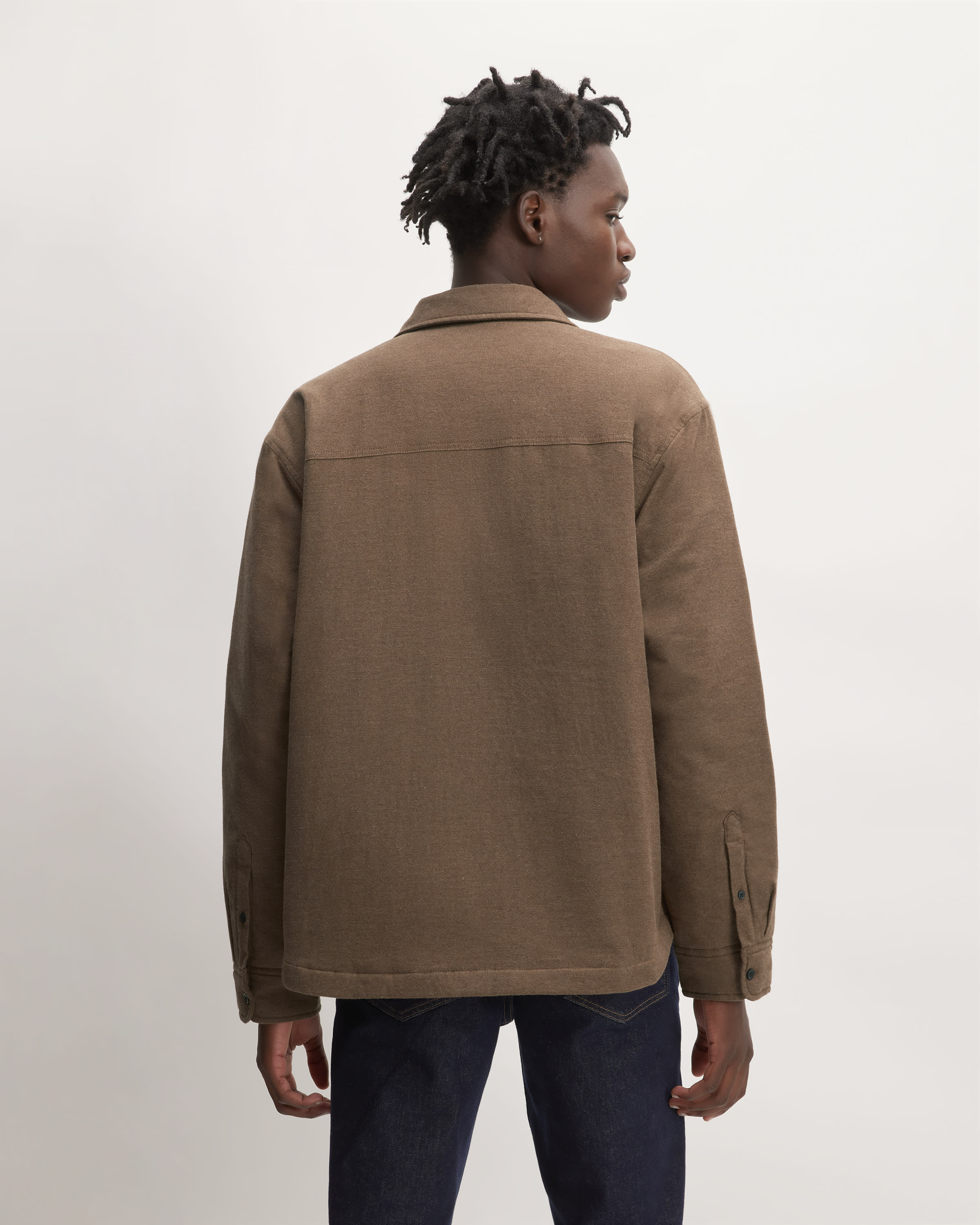 The Flannel Filled Shirt Jacket Heathered Cocoa Brown Everlane