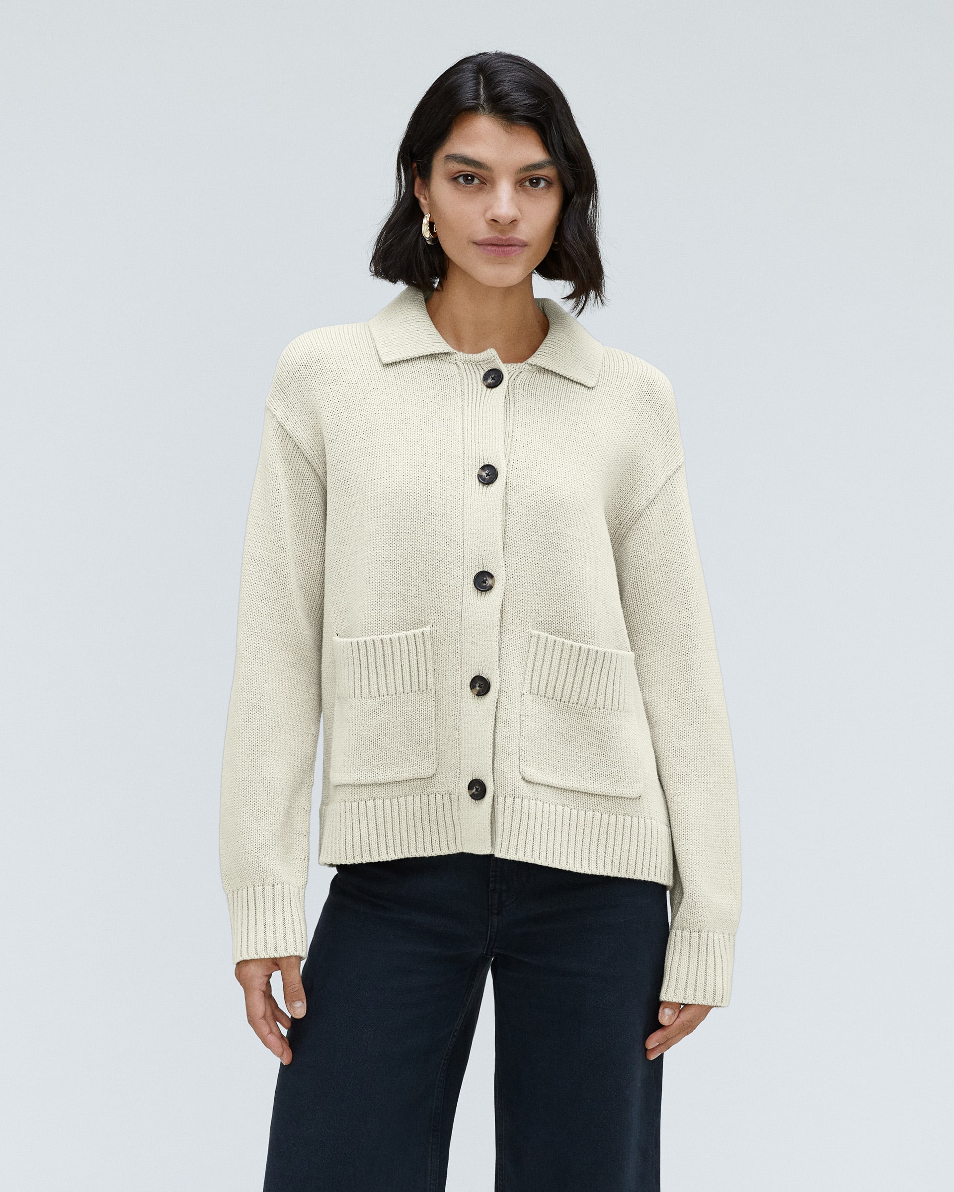 The Cotton Chore Sweater Jacket Canvas – Everlane