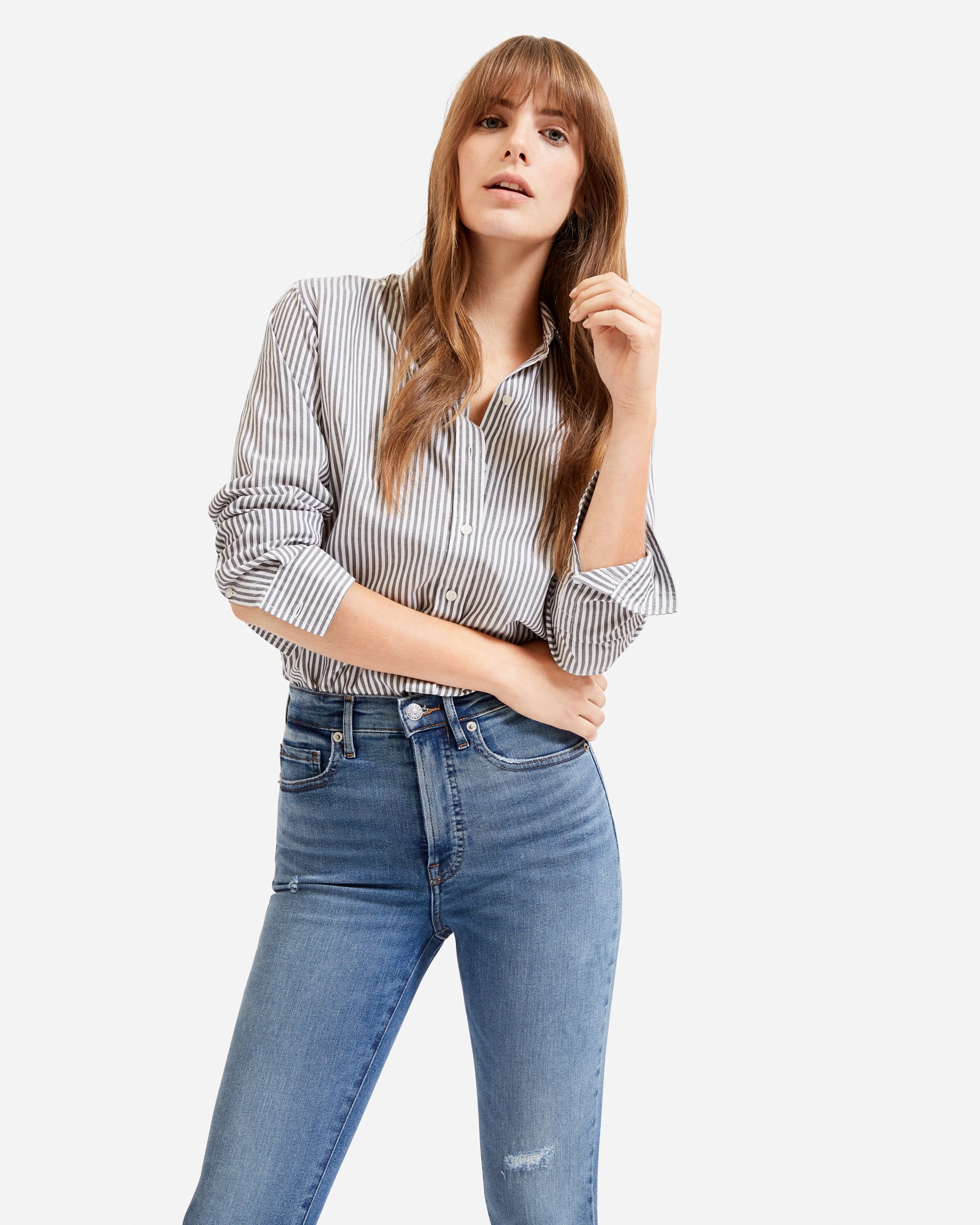 The Authentic Stretch High-Rise Skinny Distressed Mid Blue – Everlane