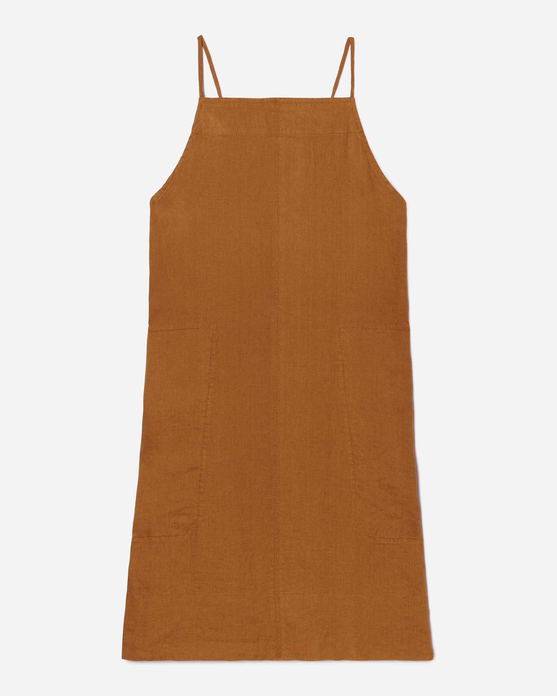 The Linen Apron Dress Tawny Brown Everlane