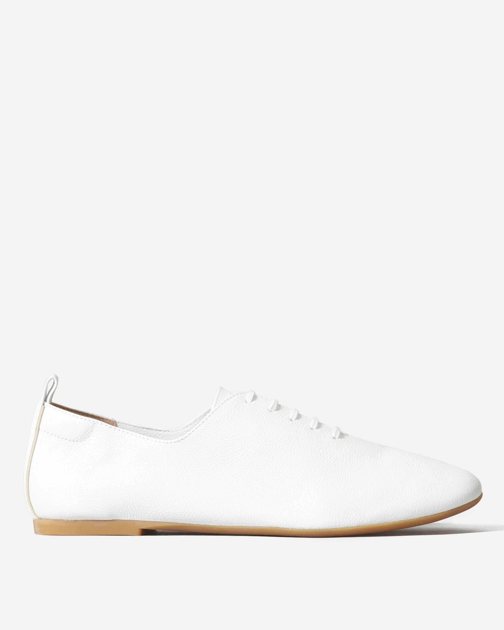 The Leather Lace-Up Flat White – Everlane