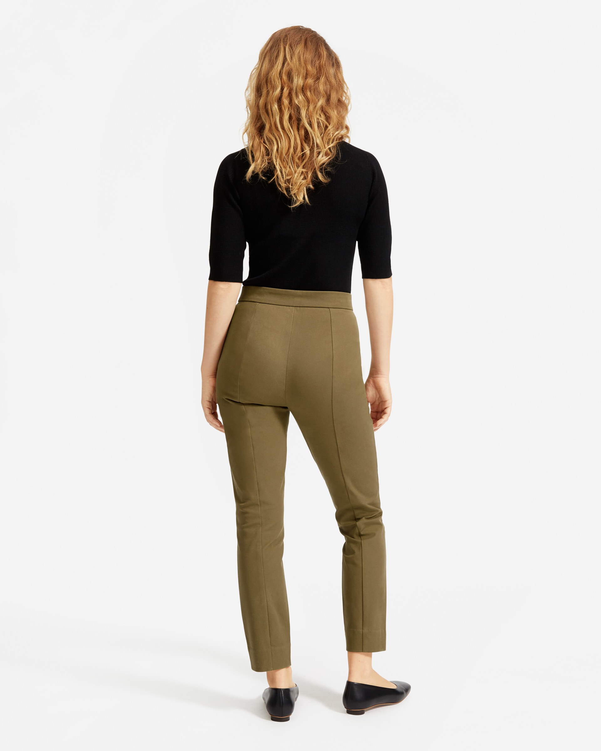 The Fixed-Waist Stretch Cotton Pant Military Olive – Everlane