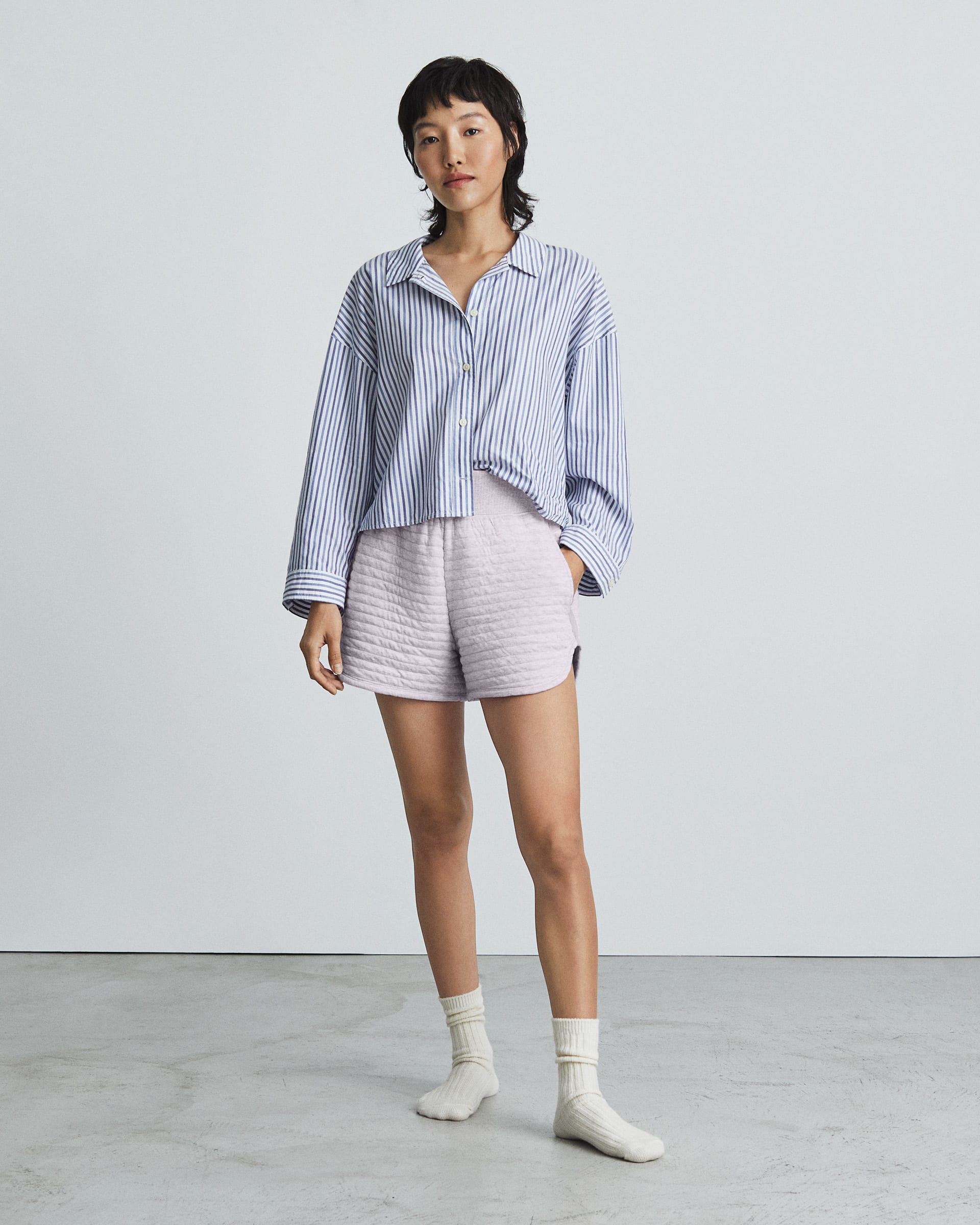 The Organic Cotton Quilted Short Heathered Orchid – Everlane