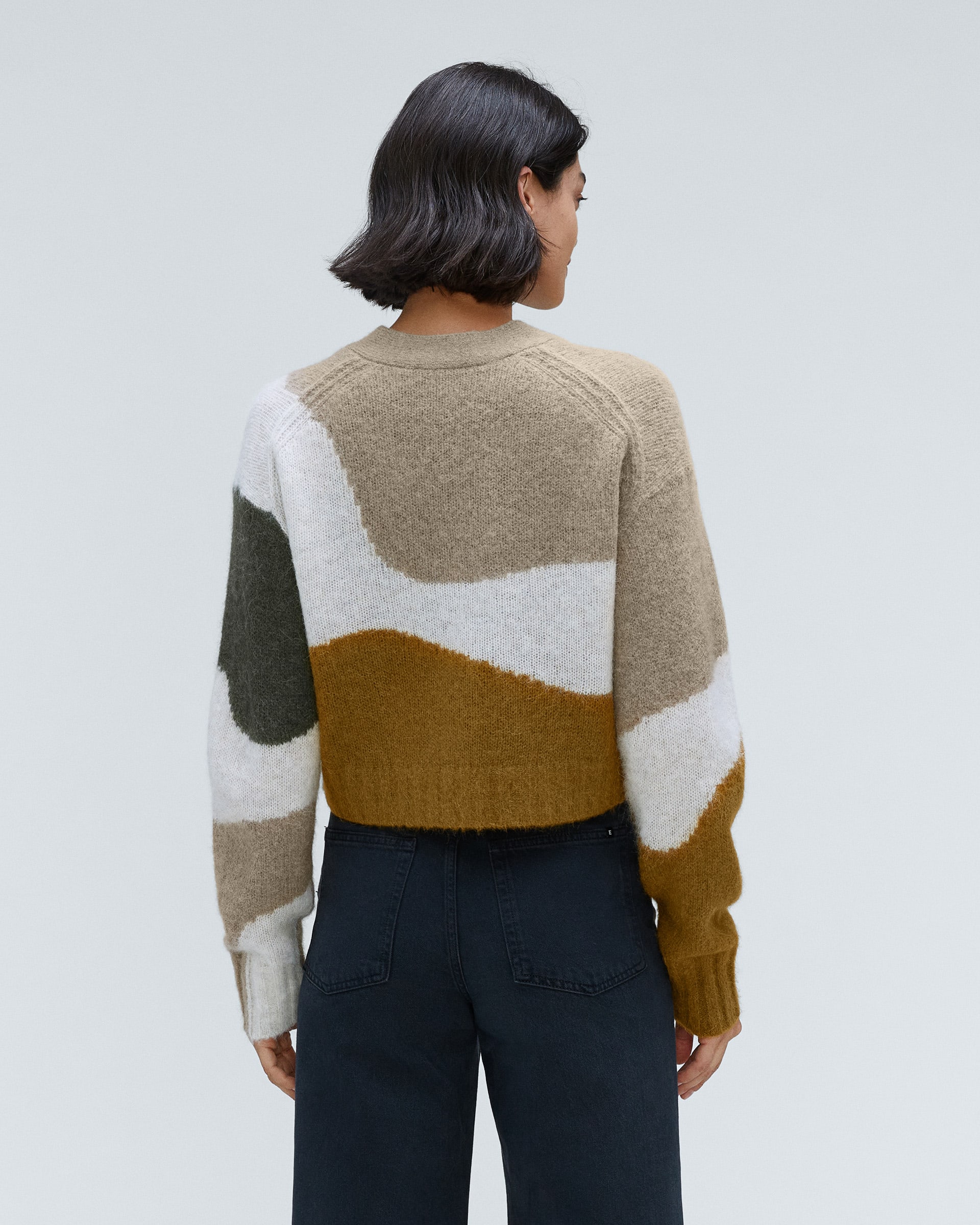 Alpaca Reversed Cropped Cardigan Thyme main image 0