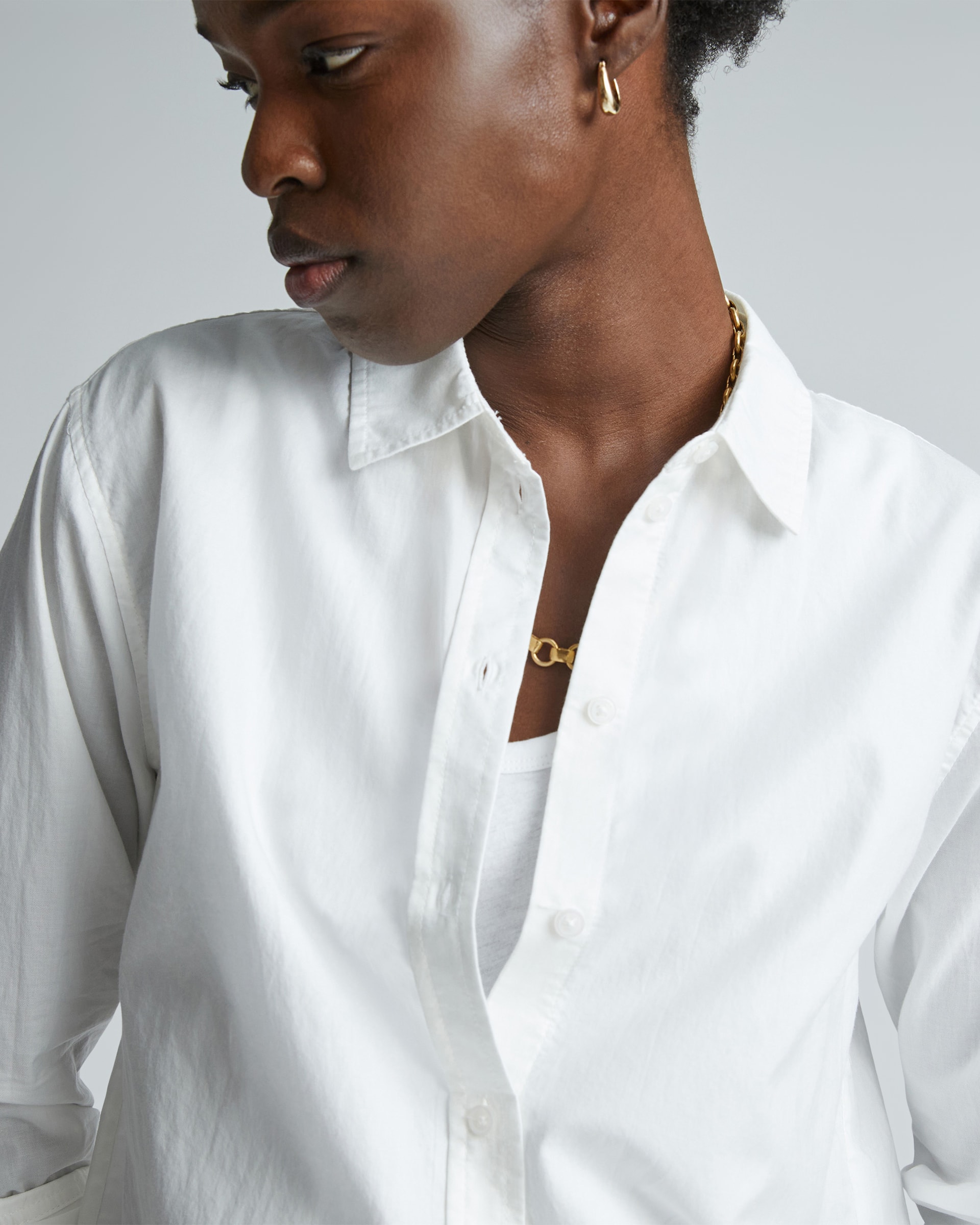 Relaxed white cotton shirt set main image 0
