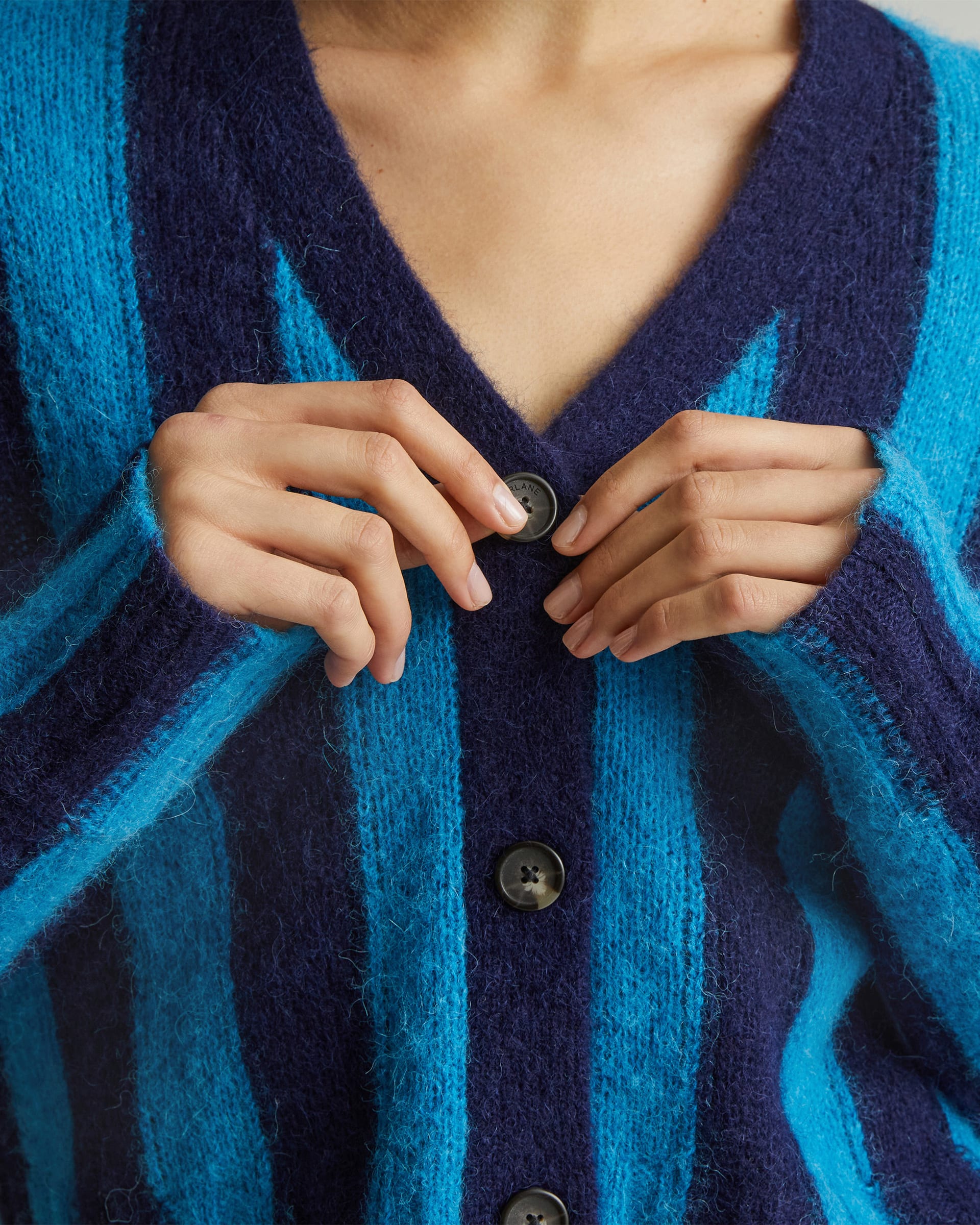 V Collar Cardigan in Ocean Blue