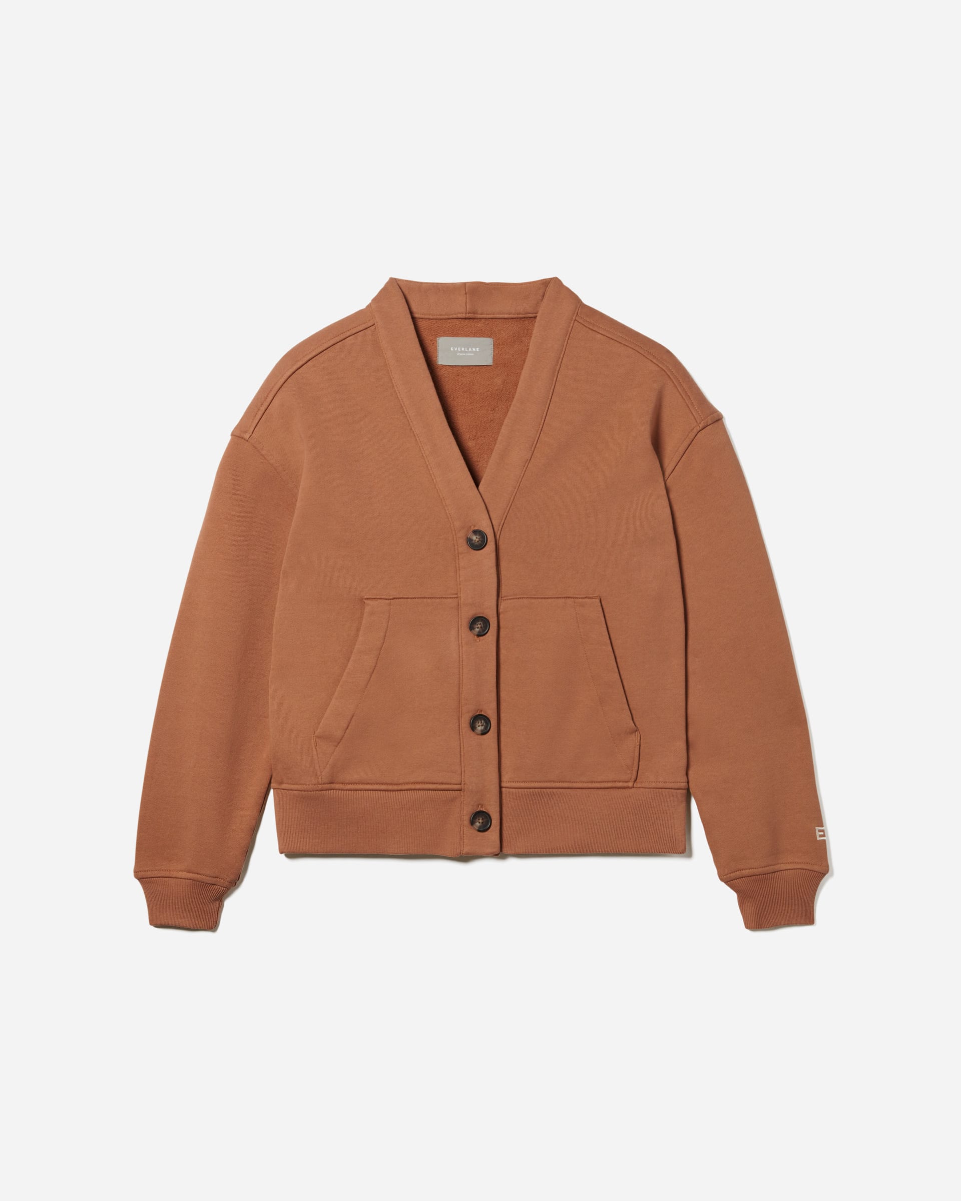 The Organic Cotton Varsity Cardigan Tawny Brown Everlane
