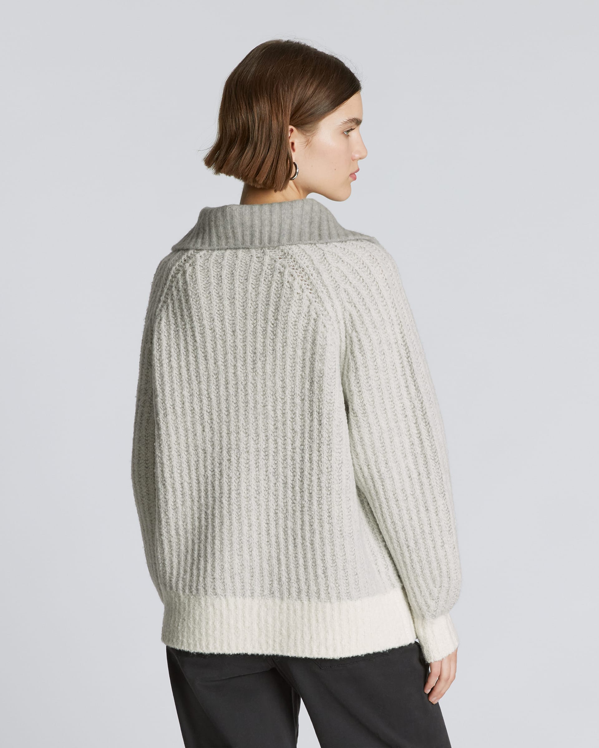 The Luxe Teddy Oversized Half Zip Sweater Canvas Tan / Heather Grey