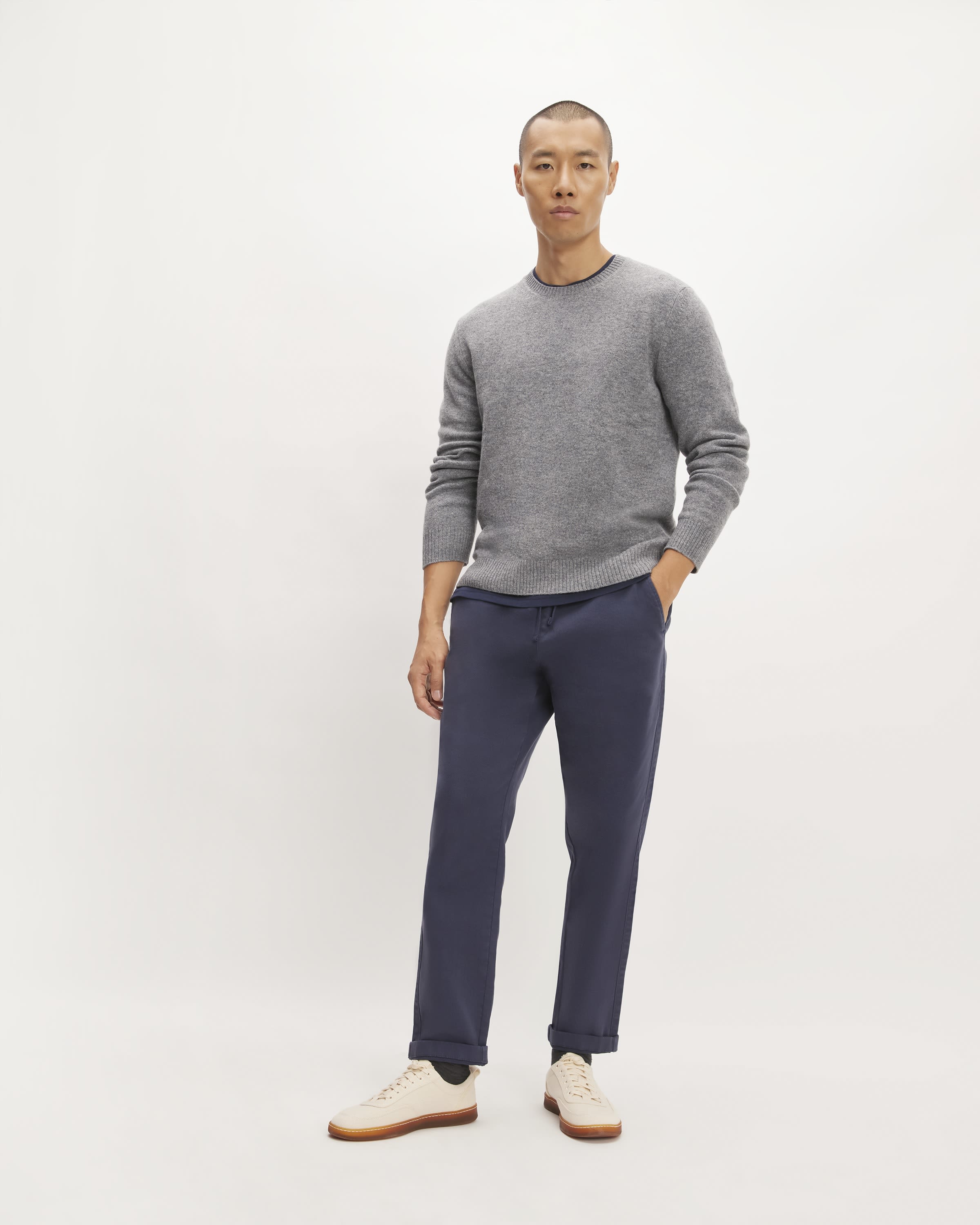 West End Kildare Merino Crew Neck Sweater in Army Green main image 0