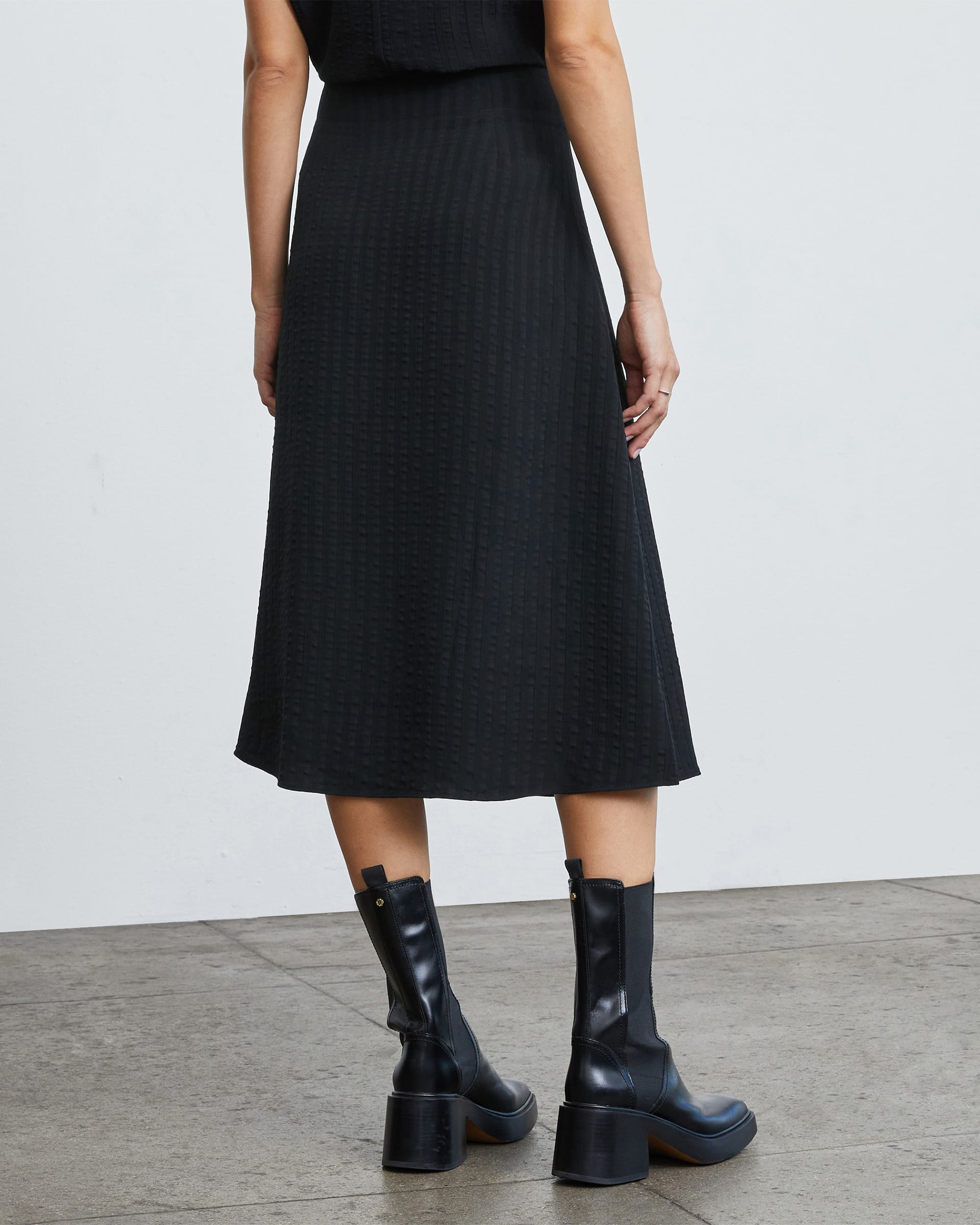 The City Stripe Midi Skirt Black Everlane