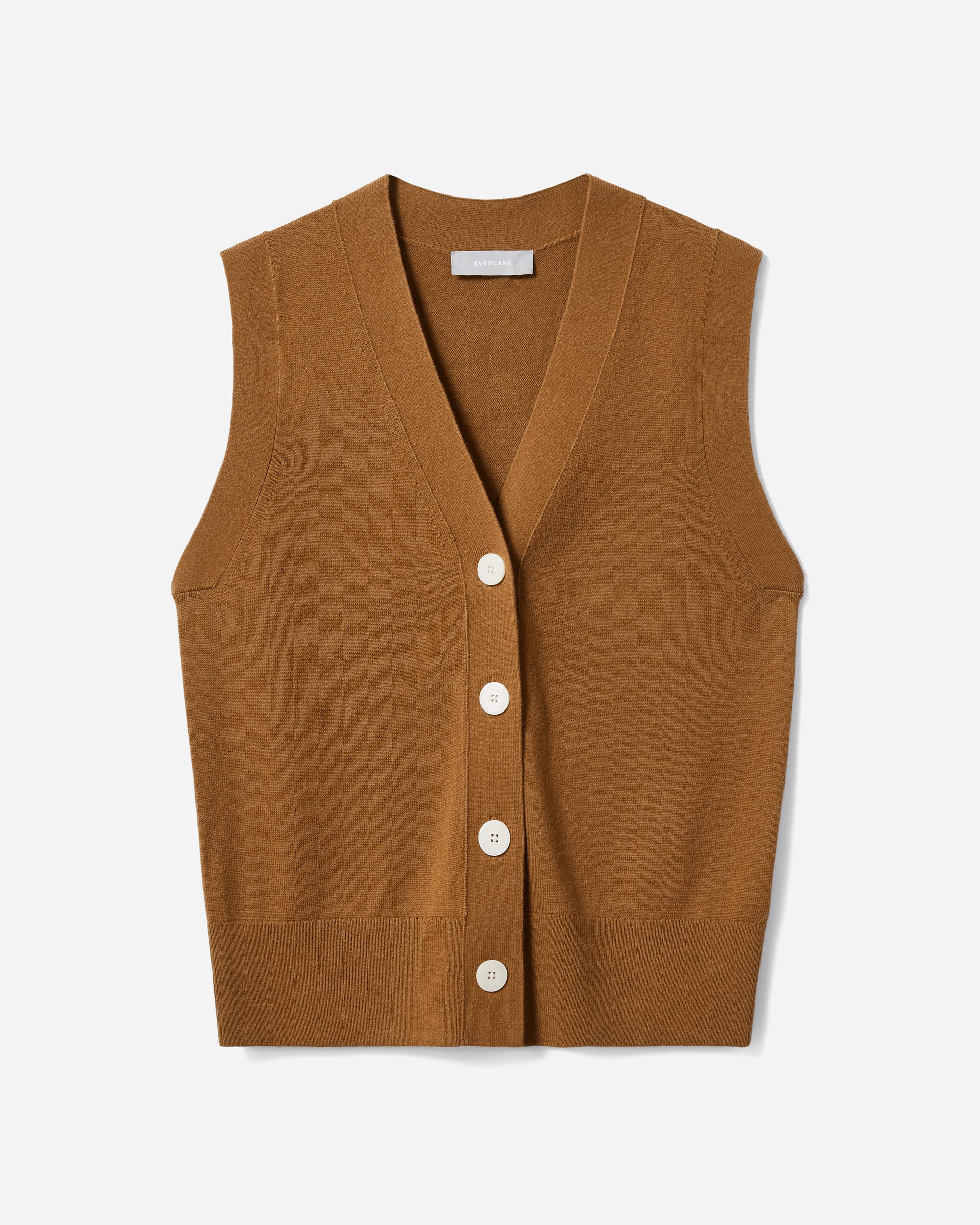 The CottonMerino Sweater Vest Dark Camel Everlane
