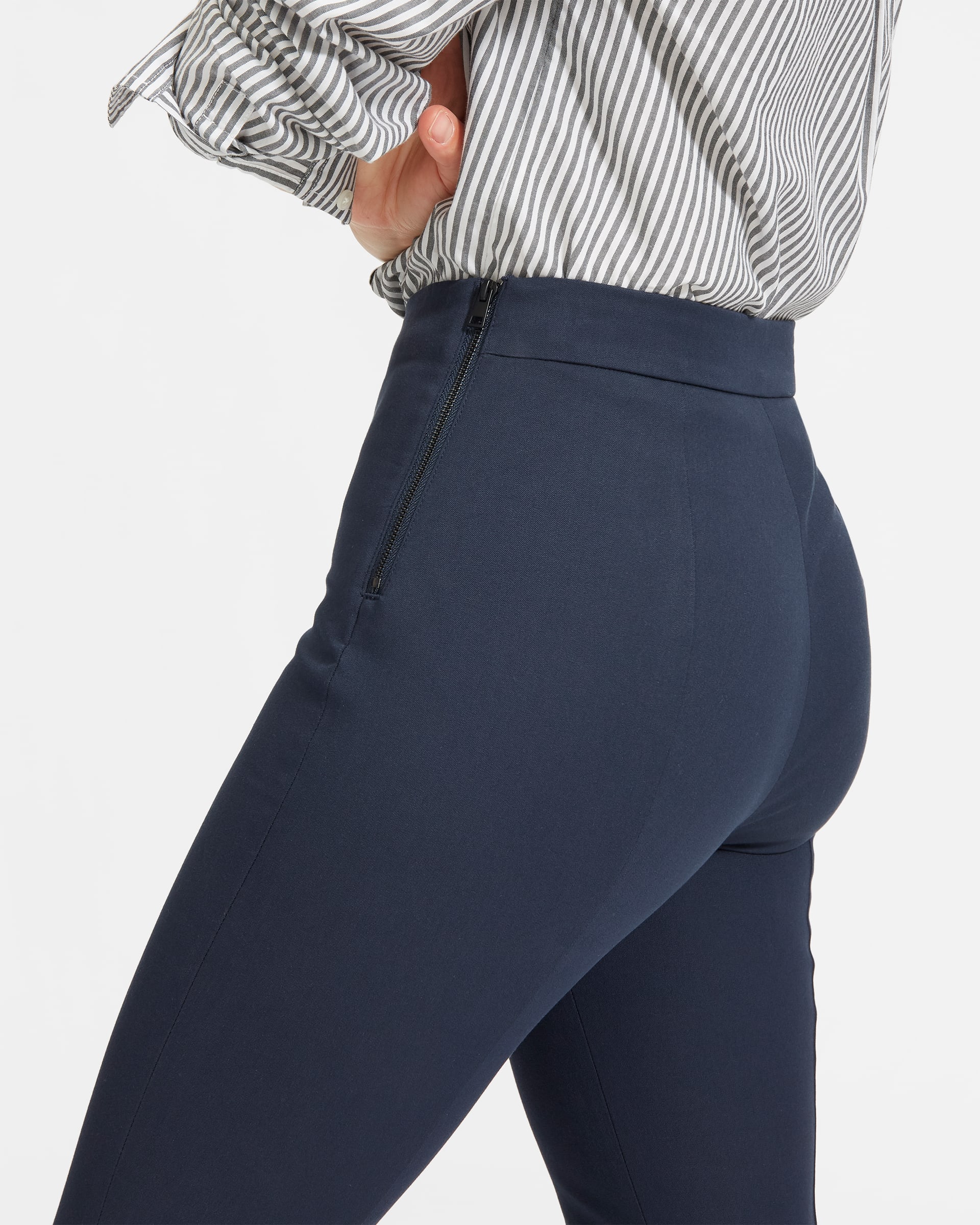The Curvy SideZip Stretch Cotton Pant Navy Everlane