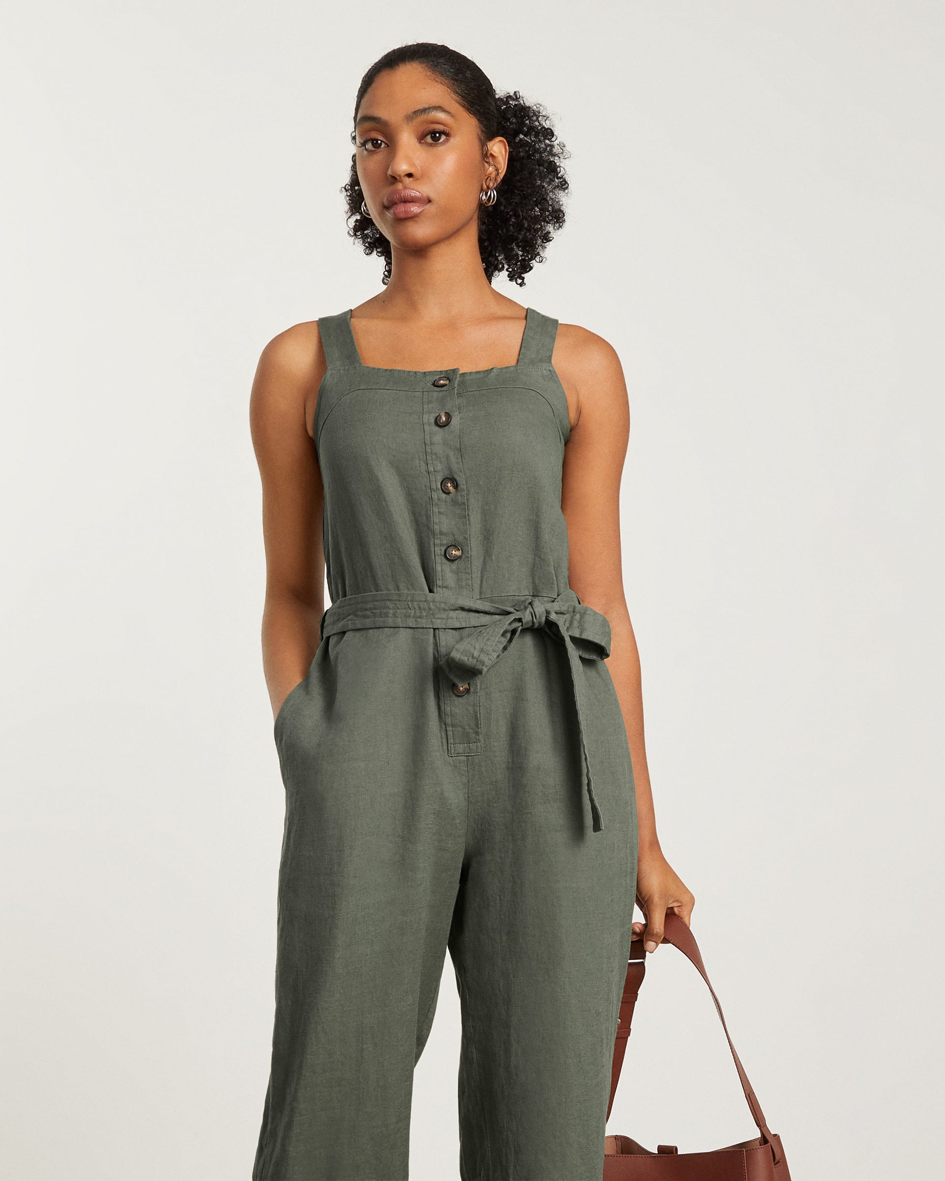 The Linen Jumpsuit Pewter Green – Everlane