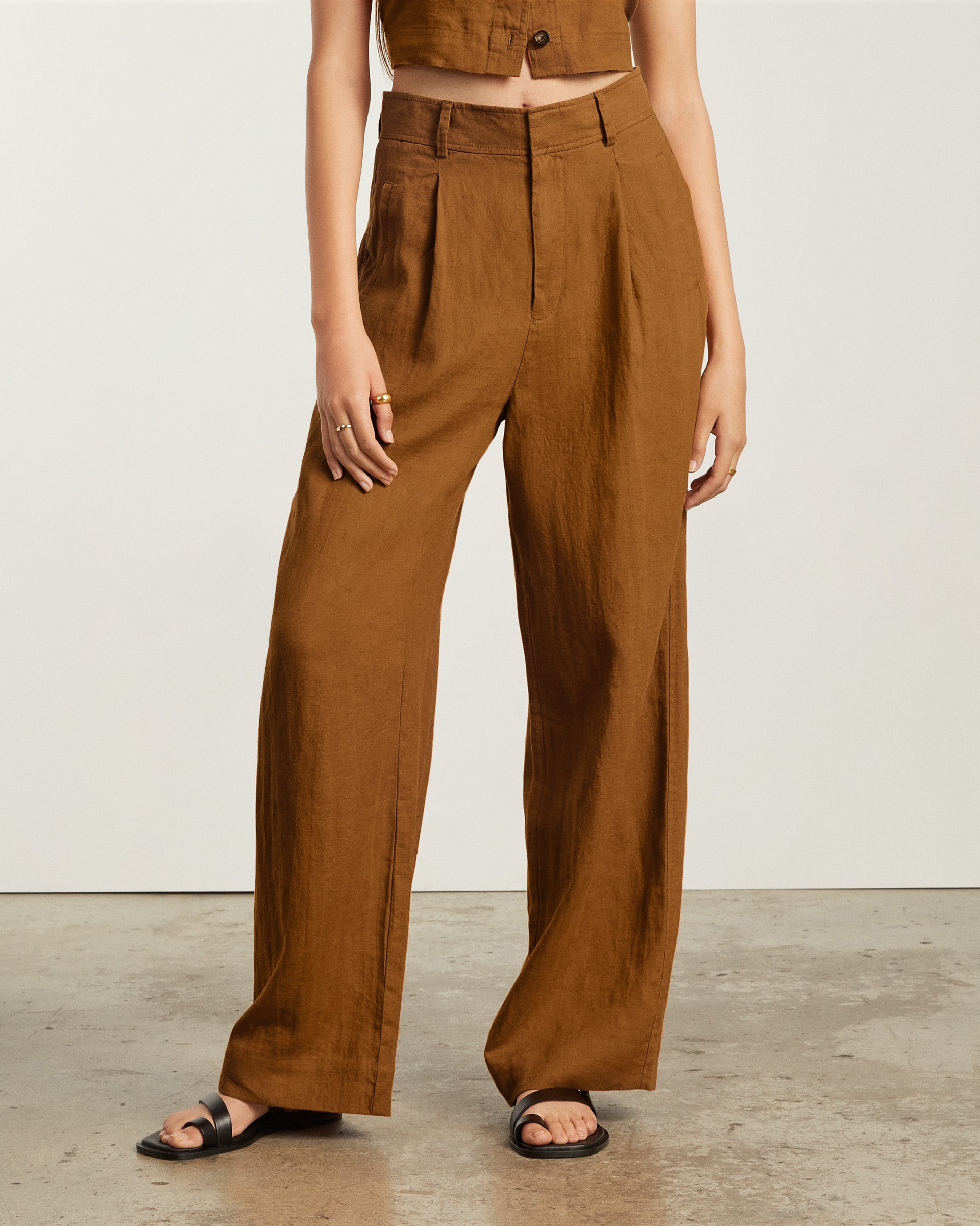 The Linen Way-High® Drape Pant Tawny Brown – Everlane