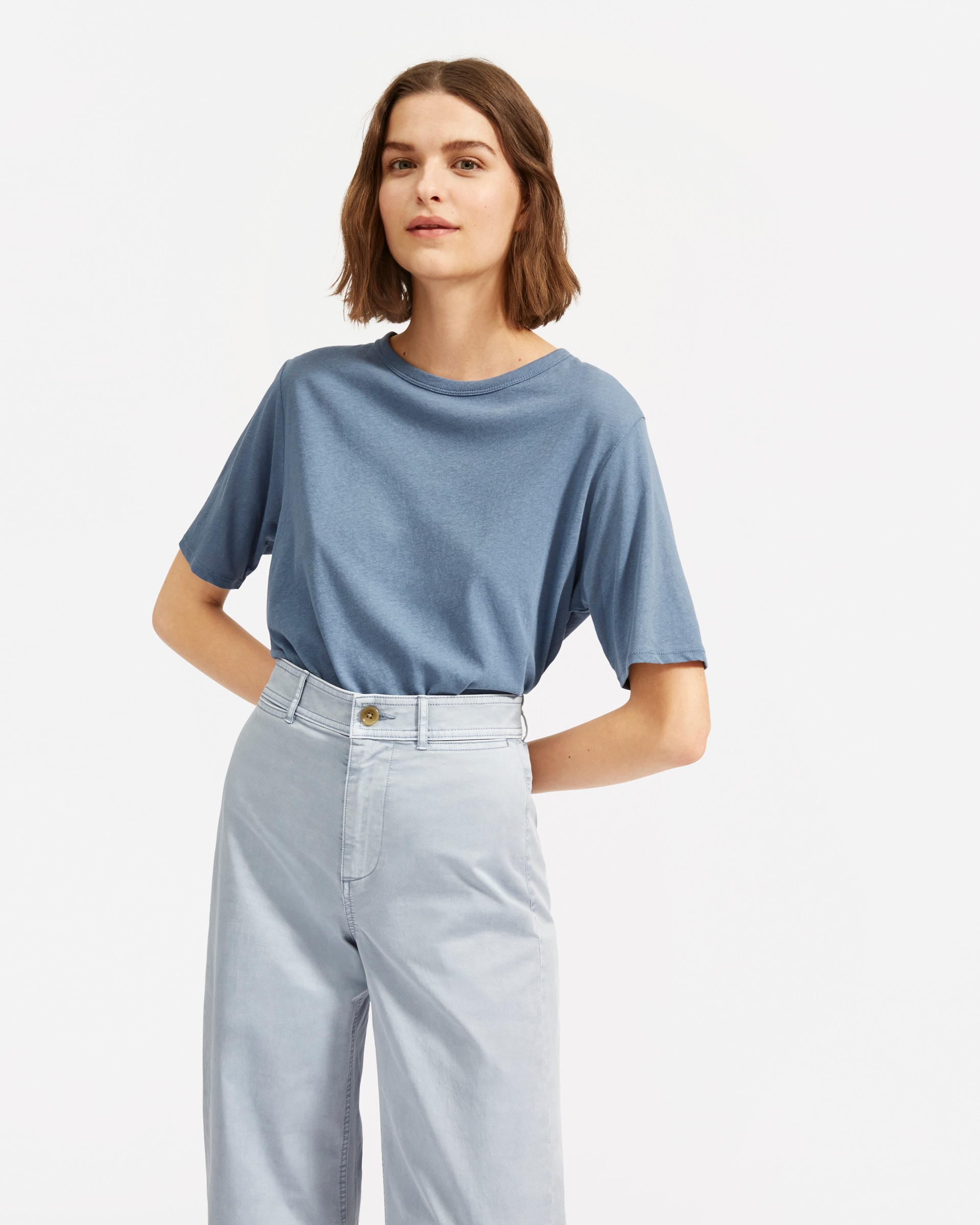 The Air Oversized Crew Tee Dusty Blue – Everlane