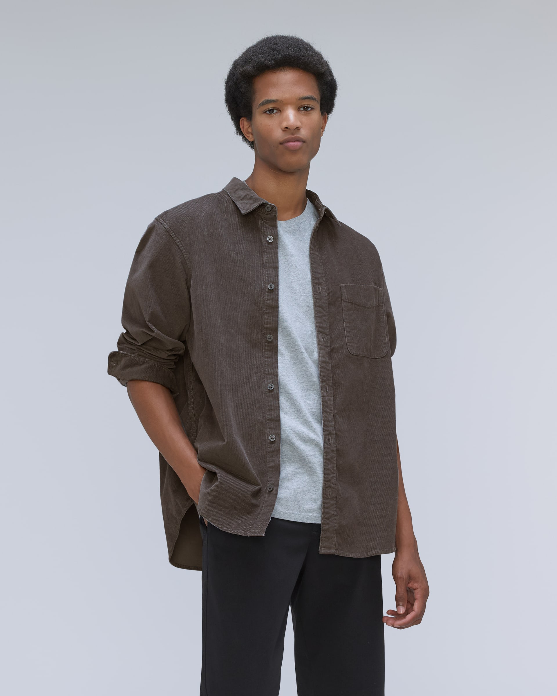 The Relaxed Corduroy Shirt Pewter – Everlane
