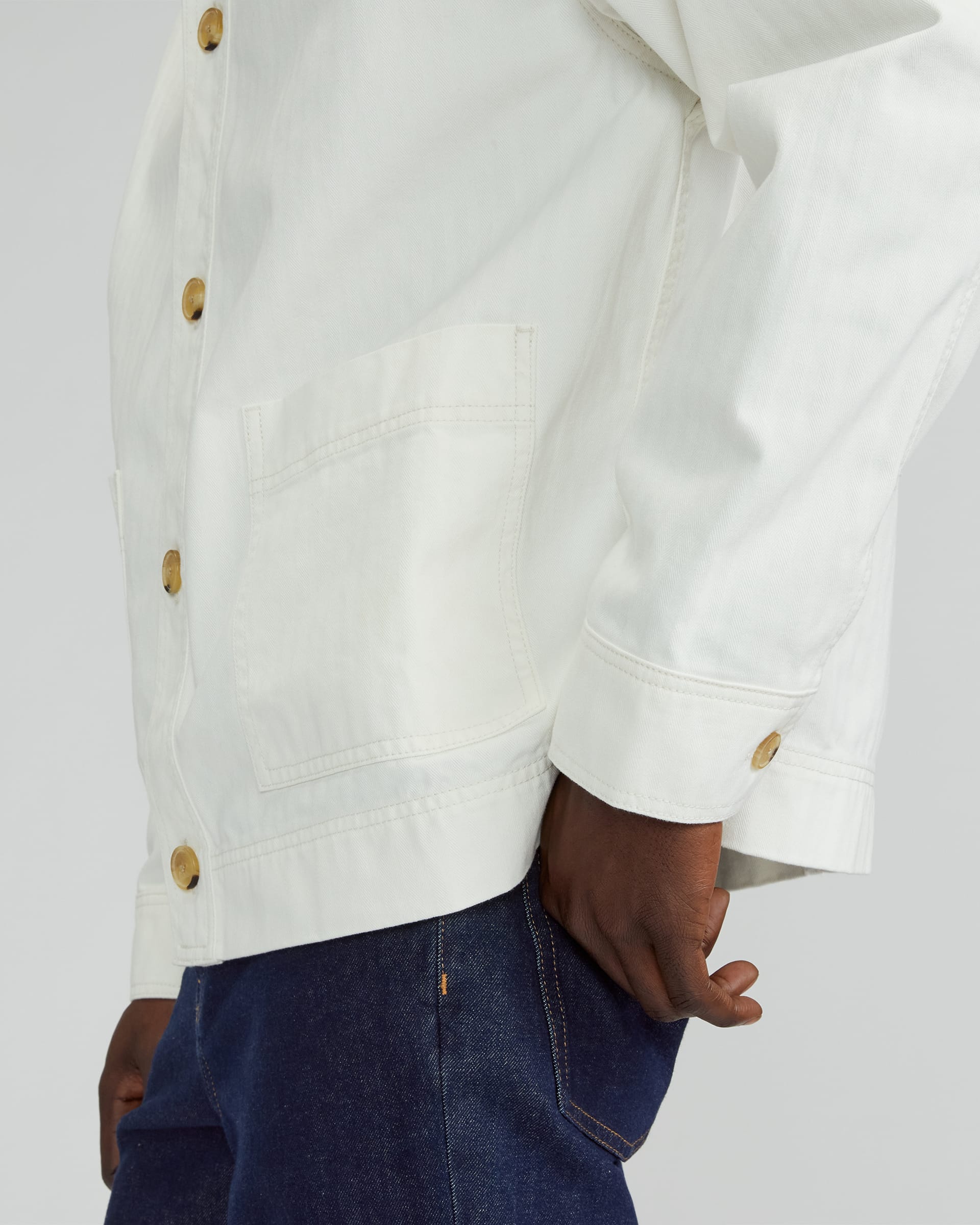 The Organic Cotton Herringbone Utility Jacket Bone Everlane
