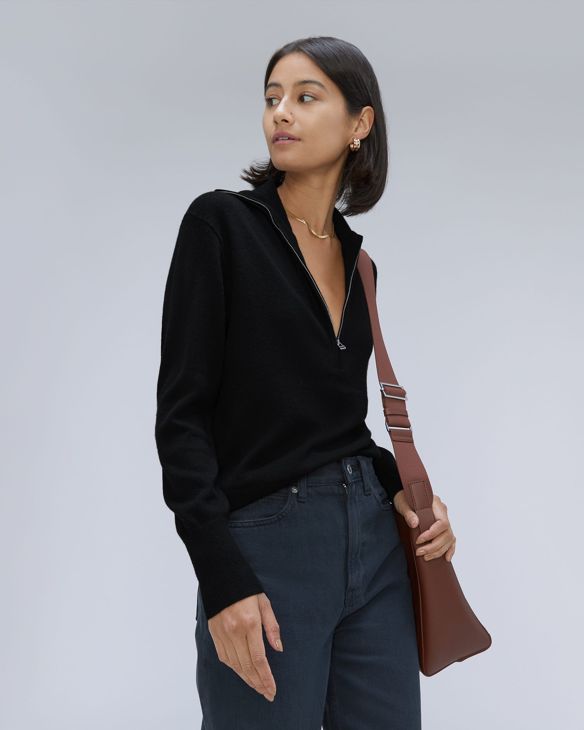 The Luxe Merino Half-Zip Sweater Black – Everlane