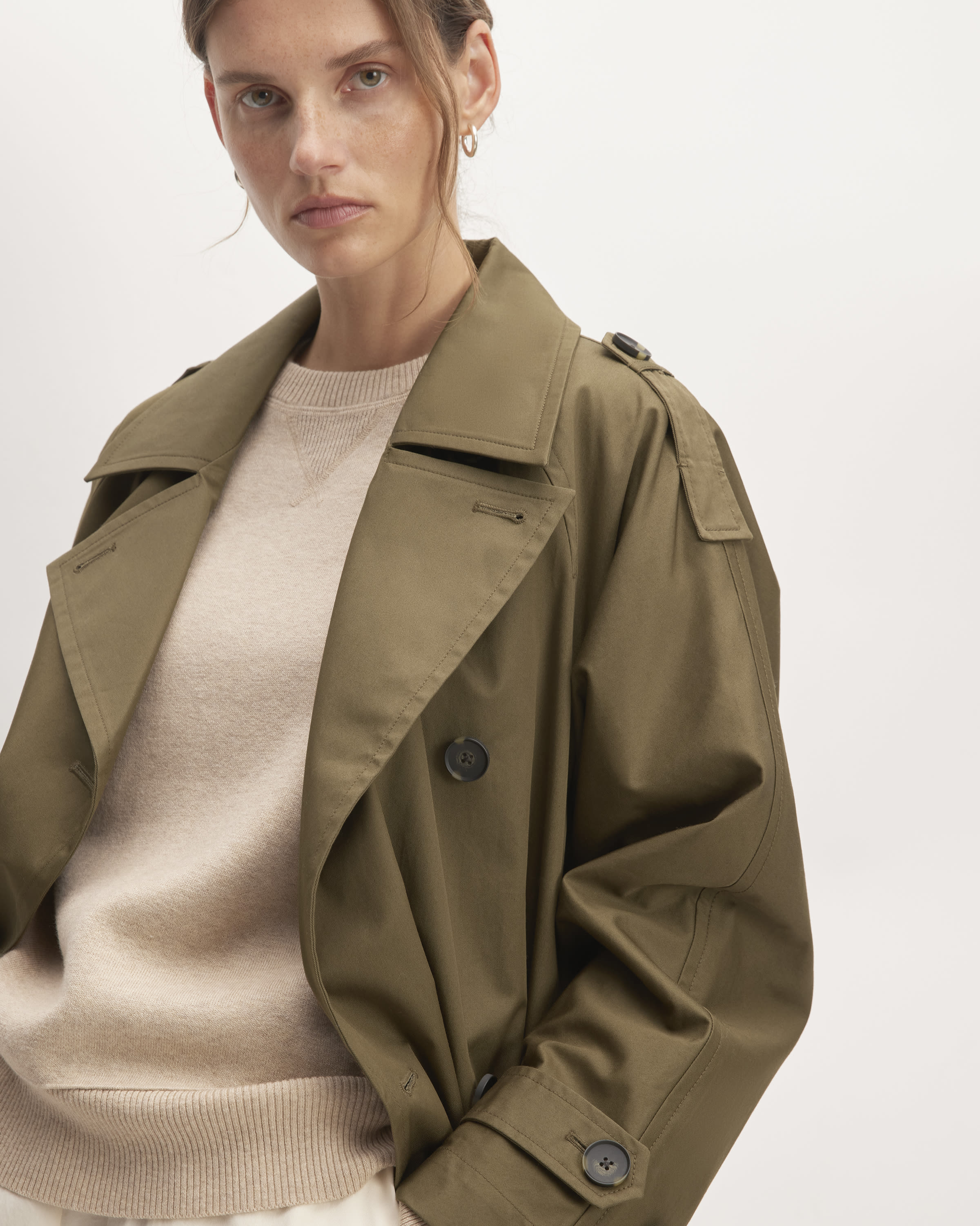 The Cotton Long Trench Coat Beech Everlane