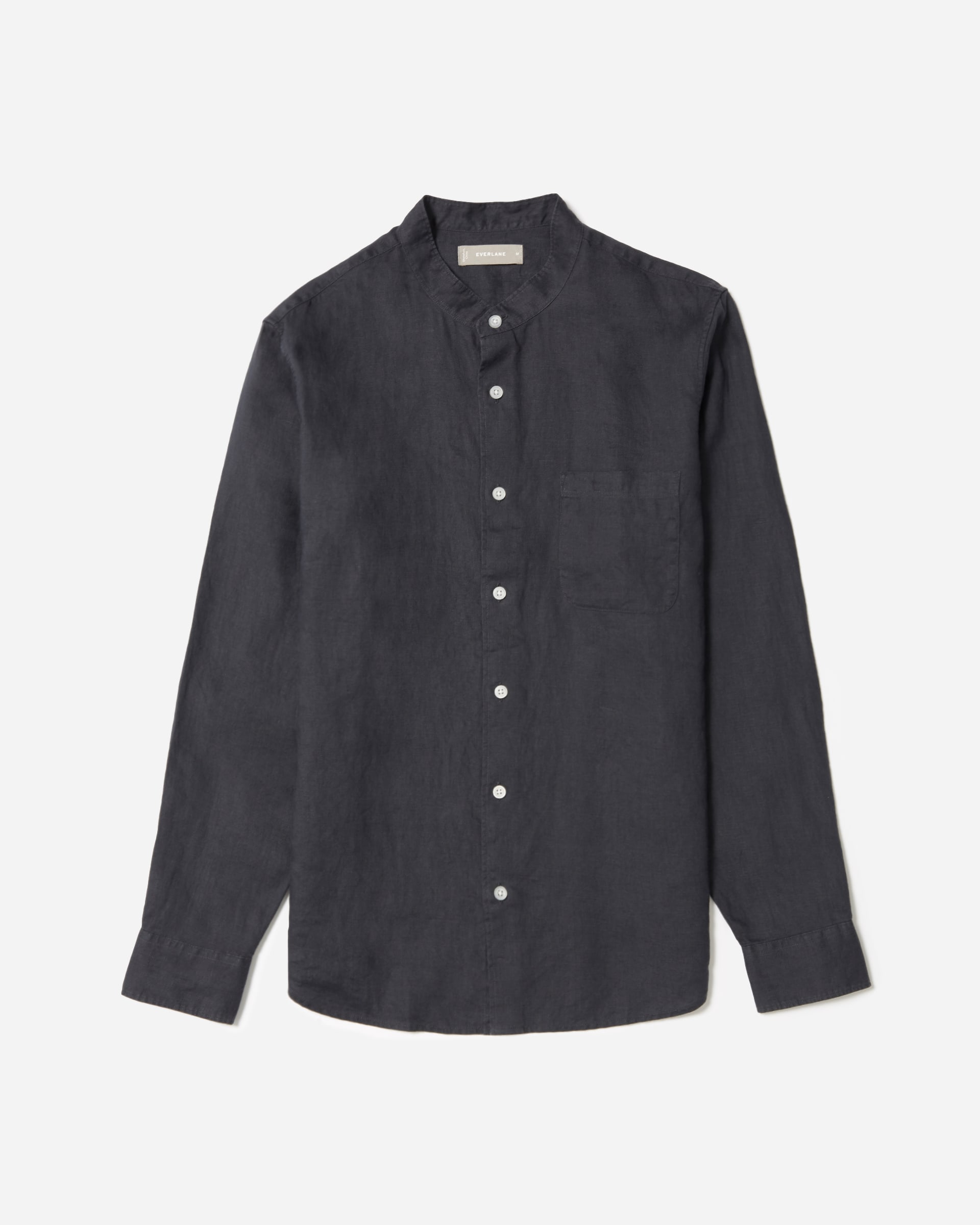 The Linen Band Collar Shirt India Ink Everlane