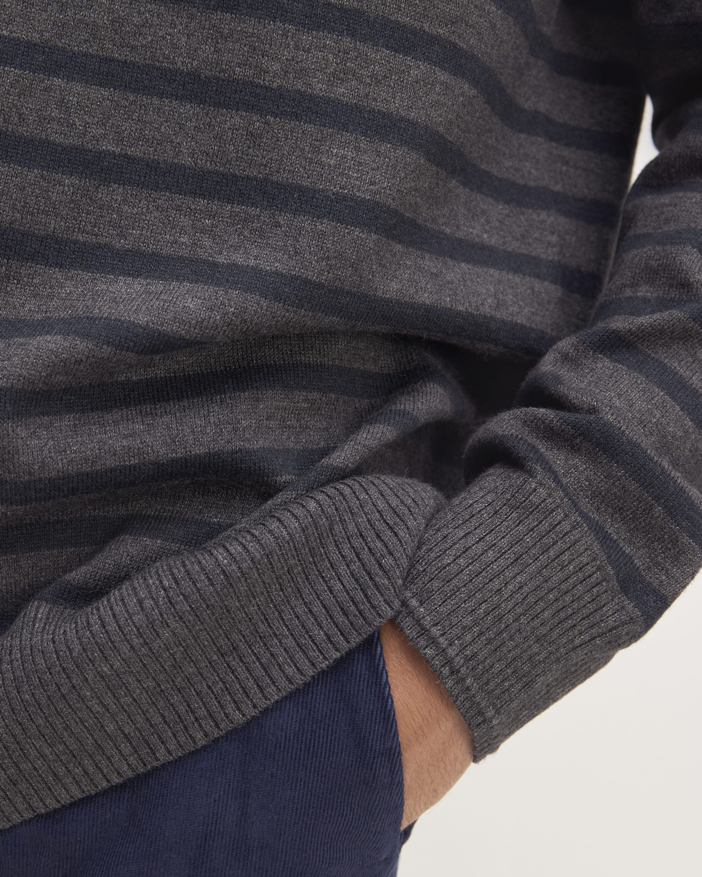 The No-Sweat Sweater | Uniform Heathered Midnight / Heathered Ash ...