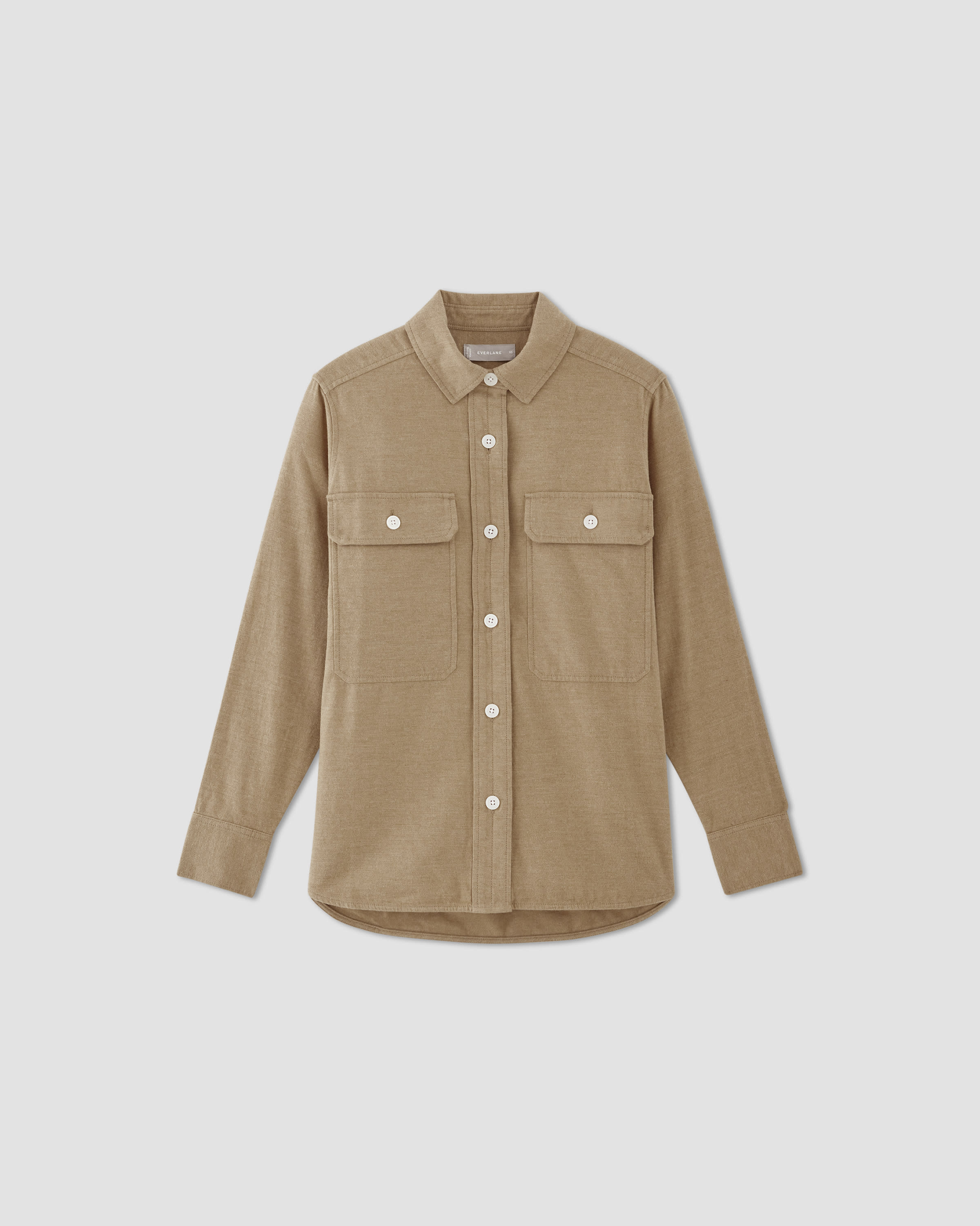 The Classic Cotton Flannel Shirt Heathered Dark Khaki Everlane