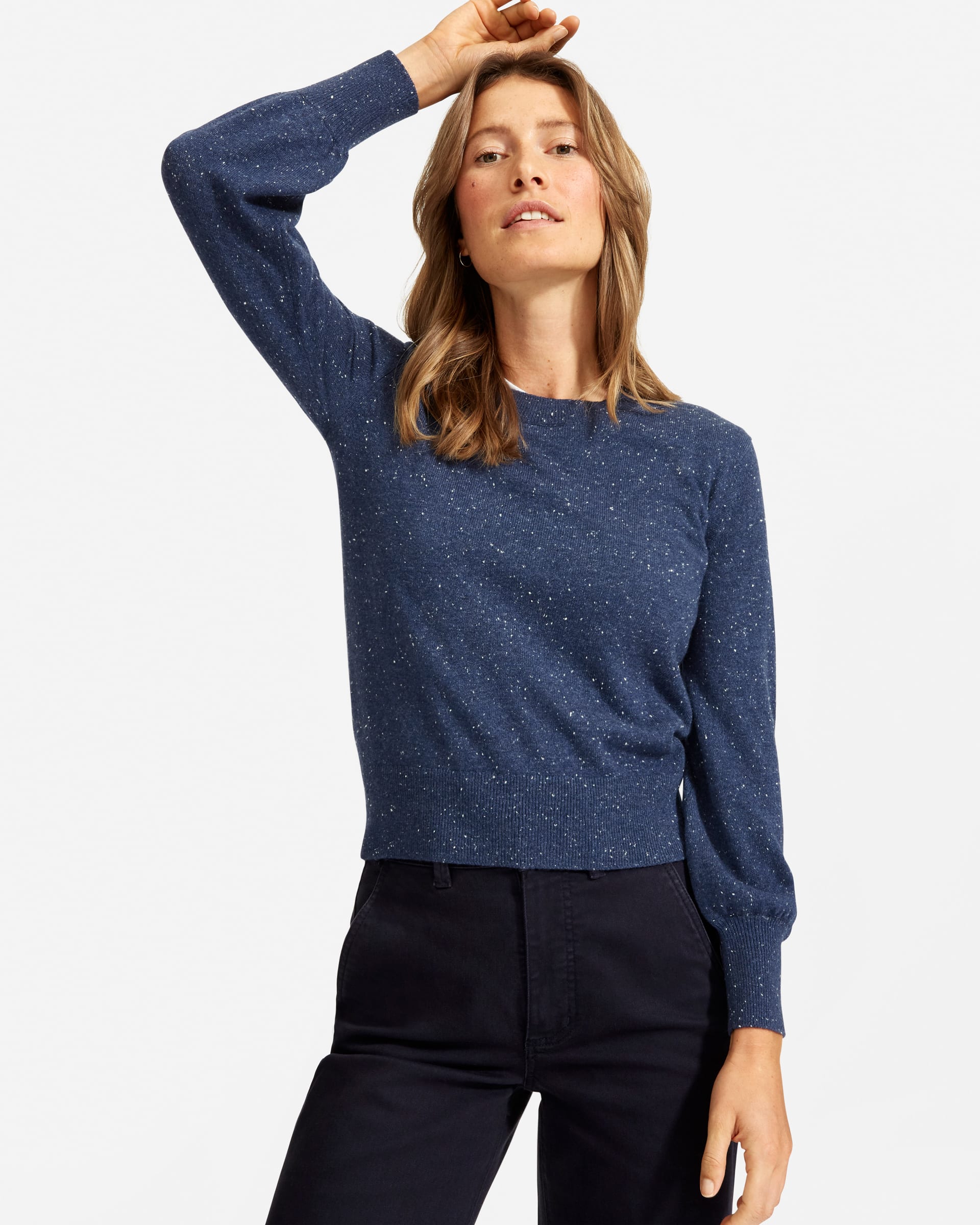 The Cashmere Lantern Sweater Indigo Donegal – Everlane