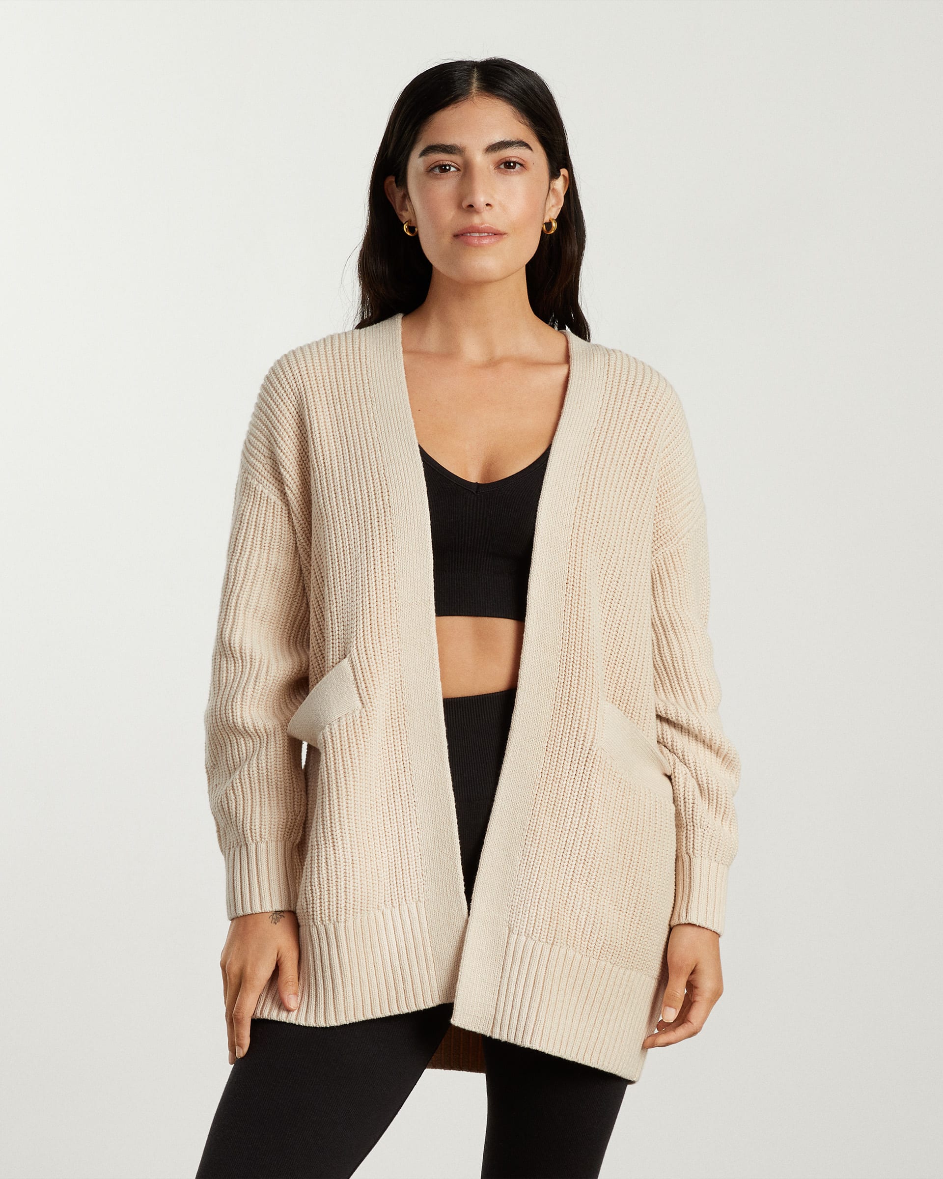 The Oversized Cotton Ribbed Cardigan Parchment – Everlane