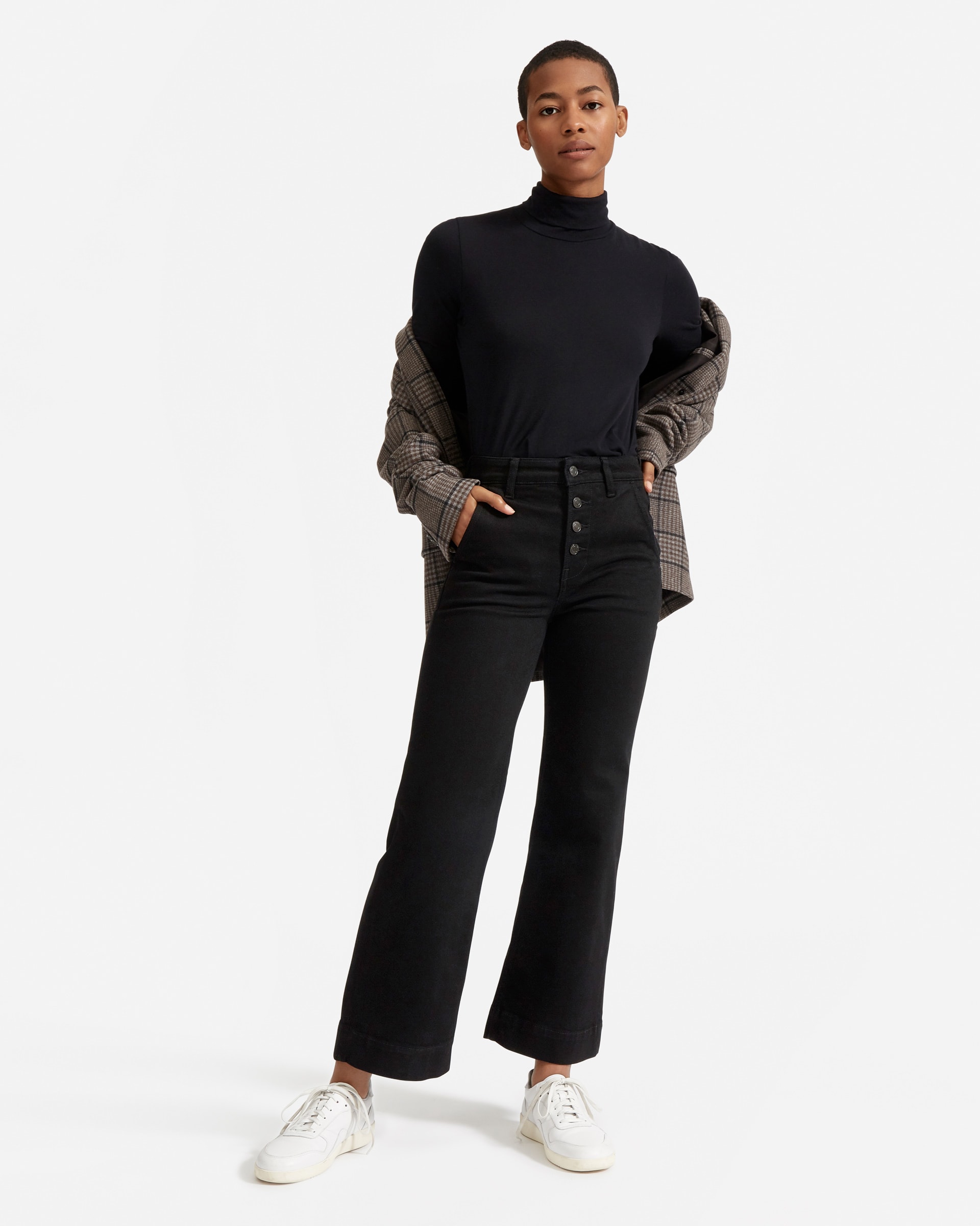 The Button-Fly Wide-Leg Jean Black – Everlane